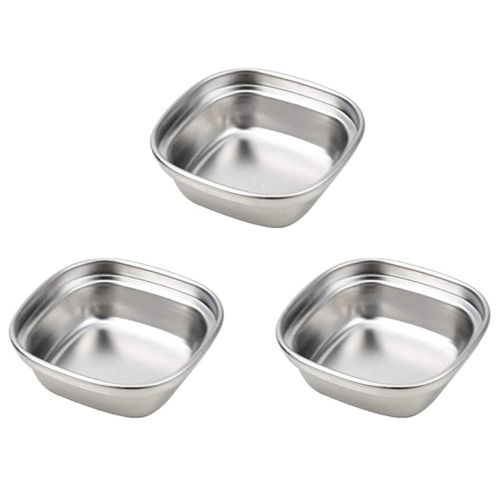4PCS Stainless Steel Square Sauce Cups - Mini Dip Bowls for Sushi, Appetizers & Seasoning | Stackable & Durable for Parties, BBQs & Dining