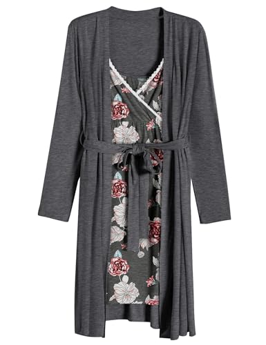 Deep Grey Floral Print
