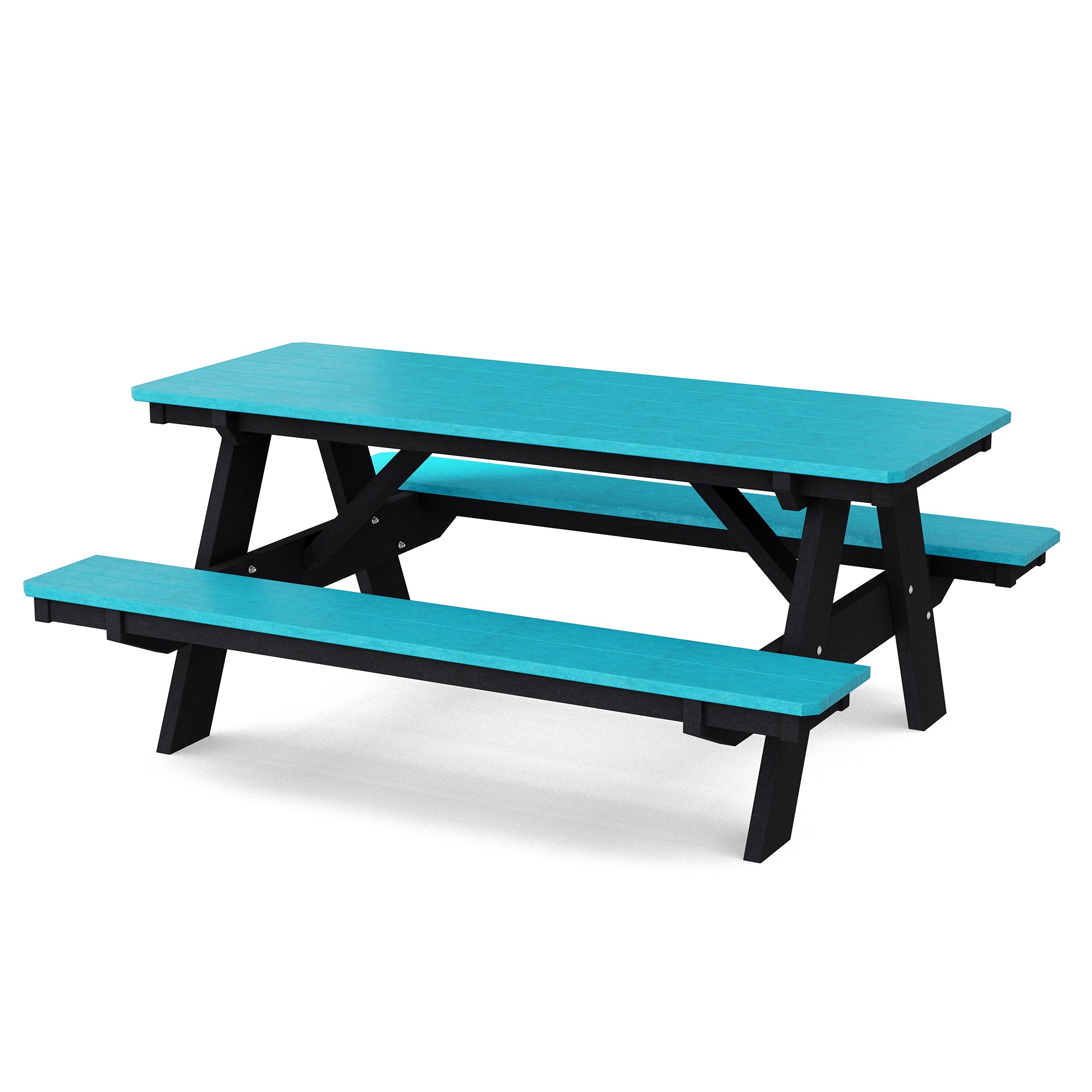 Heritage 72 Inch Outdoor Picnic Table with Attached Benches - Durable All-Weather Patio Furniture for Backyard, Garden, and Park Gatherings