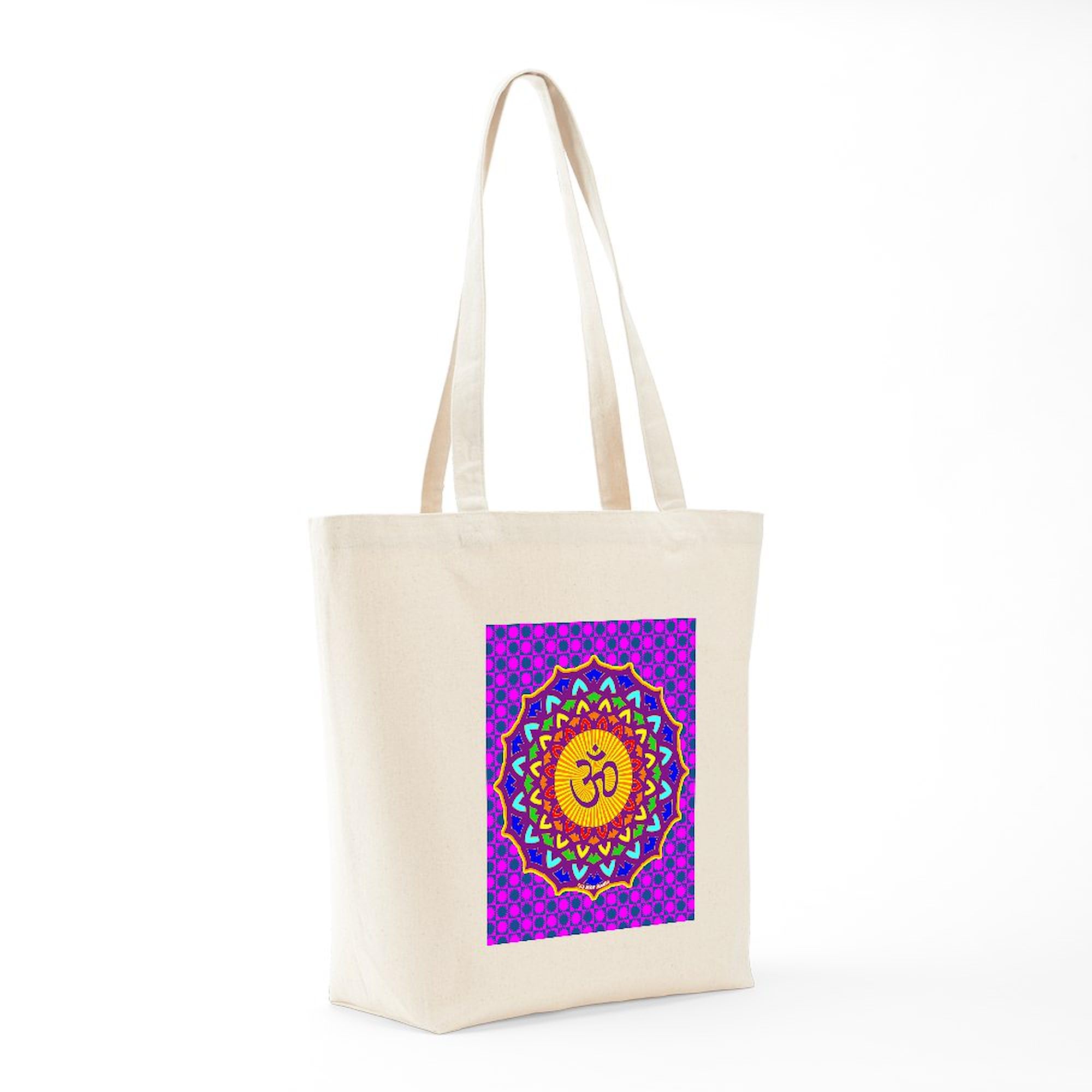 7th Chakra Tote Bag - Natural Canvas Reusable Shopping Bag for Yoga, Meditation & Eco-Friendly Grocery Shopping | Spiritual Gift & Daily Use