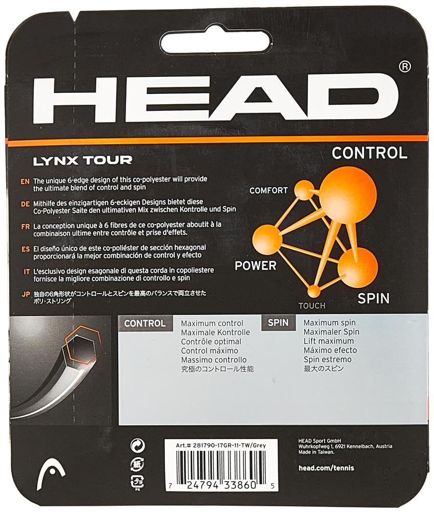 HEAD Unisex Lynx Tour Tennis String for Adults | High-Performance Tennis Racket Strings | Perfect for Competitive Play & Training Sessions