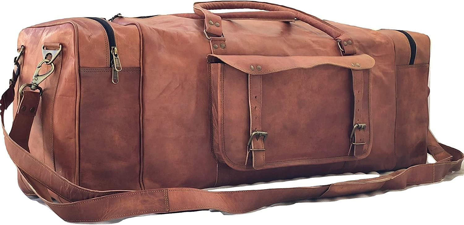 Premium Leather Duffle Bag for Men & Women - 30 Inch Large Travel Weekender, Gym Sports Duffel Luggage - Perfect for Business Trips, Gym Workouts & Weekend Getaways