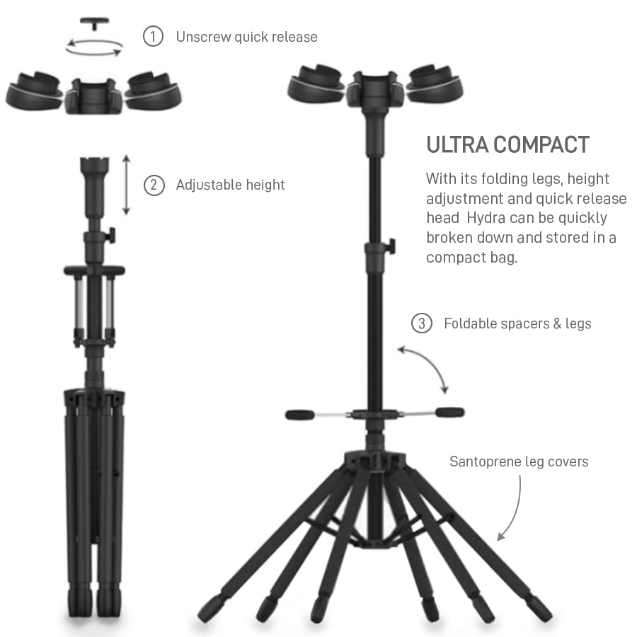 HYDRA Professional Locking Multi Guitar Stand - 6 Leg Design for Ultimate Stability - Holds Acoustic, Bass & Electric Guitars - Foldable Universal Display & Storage Rack with Non-Slip Rubber Padding - Perfect for Home Studios, Music Schools & Live Performances