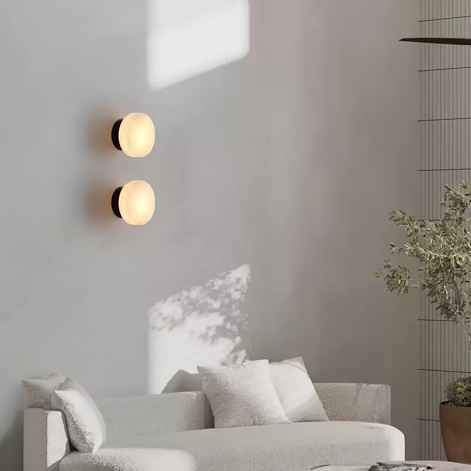Modern Cylindrical Alabaster Wall Light Fixture - Elegant White Stone Sconce for Bedroom, Living Room & Hallway Lighting