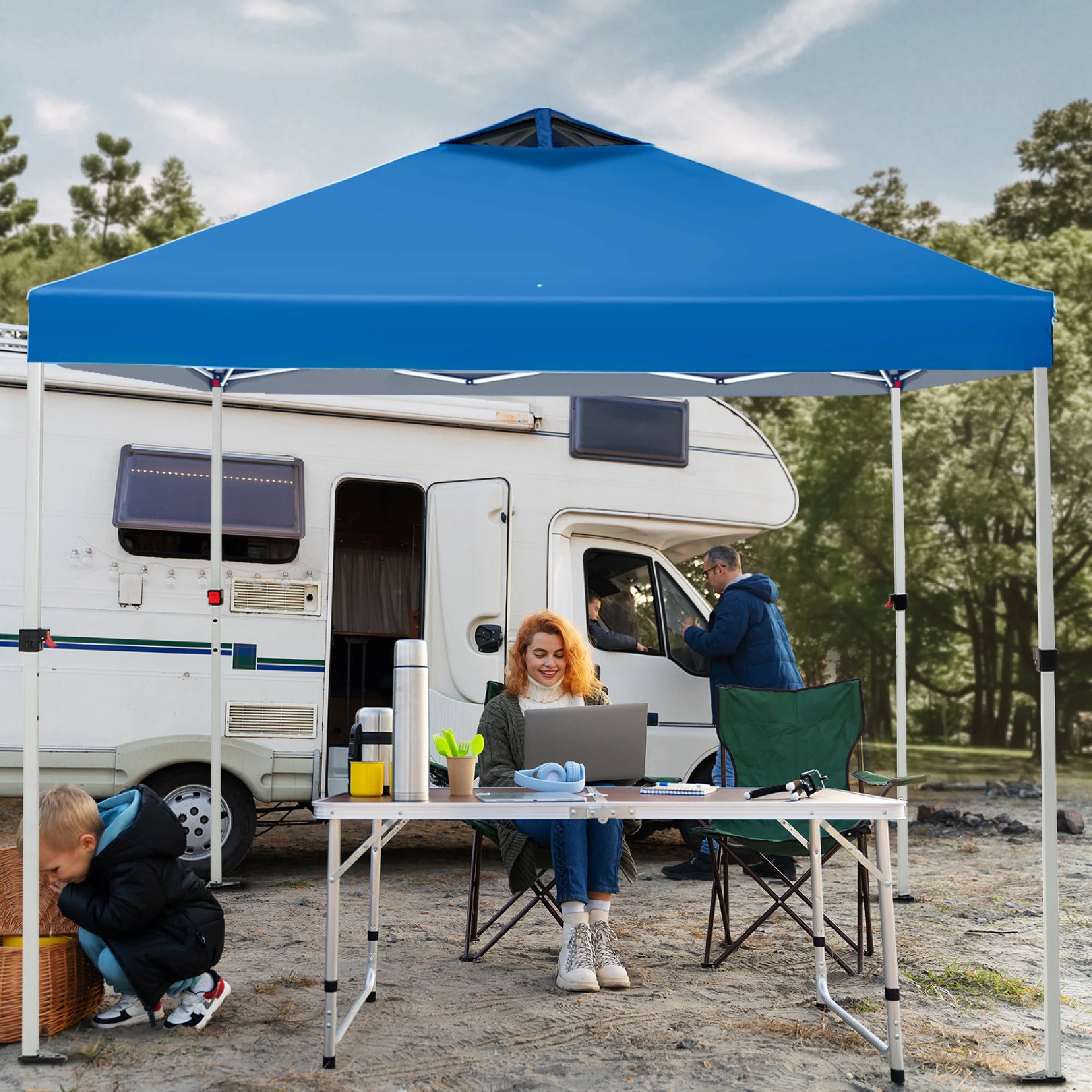 PHI VILLA 10'x10' Pop Up Canopy Tent - 3 Adjustable Heights, Portable Instant Shelter with Carry Bag - Perfect for Outdoor Events, Camping, Picnics, and Beach Parties