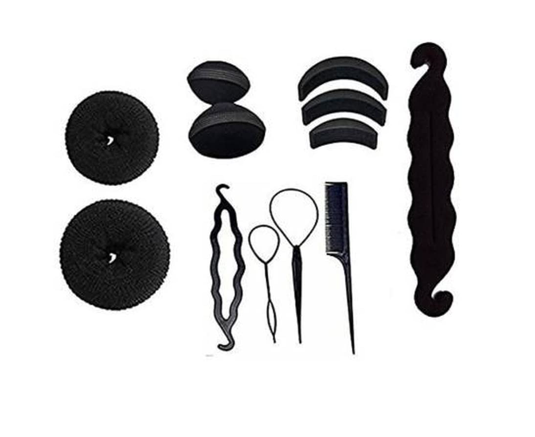 UZC 12-Piece Hair Styling Tools Set - Hair Juda Maker, Donut Bun, Puff Maker & Comb - Professional Hair Accessories for Women & Girls - Perfect for Parties, Weddings & Everyday Styling