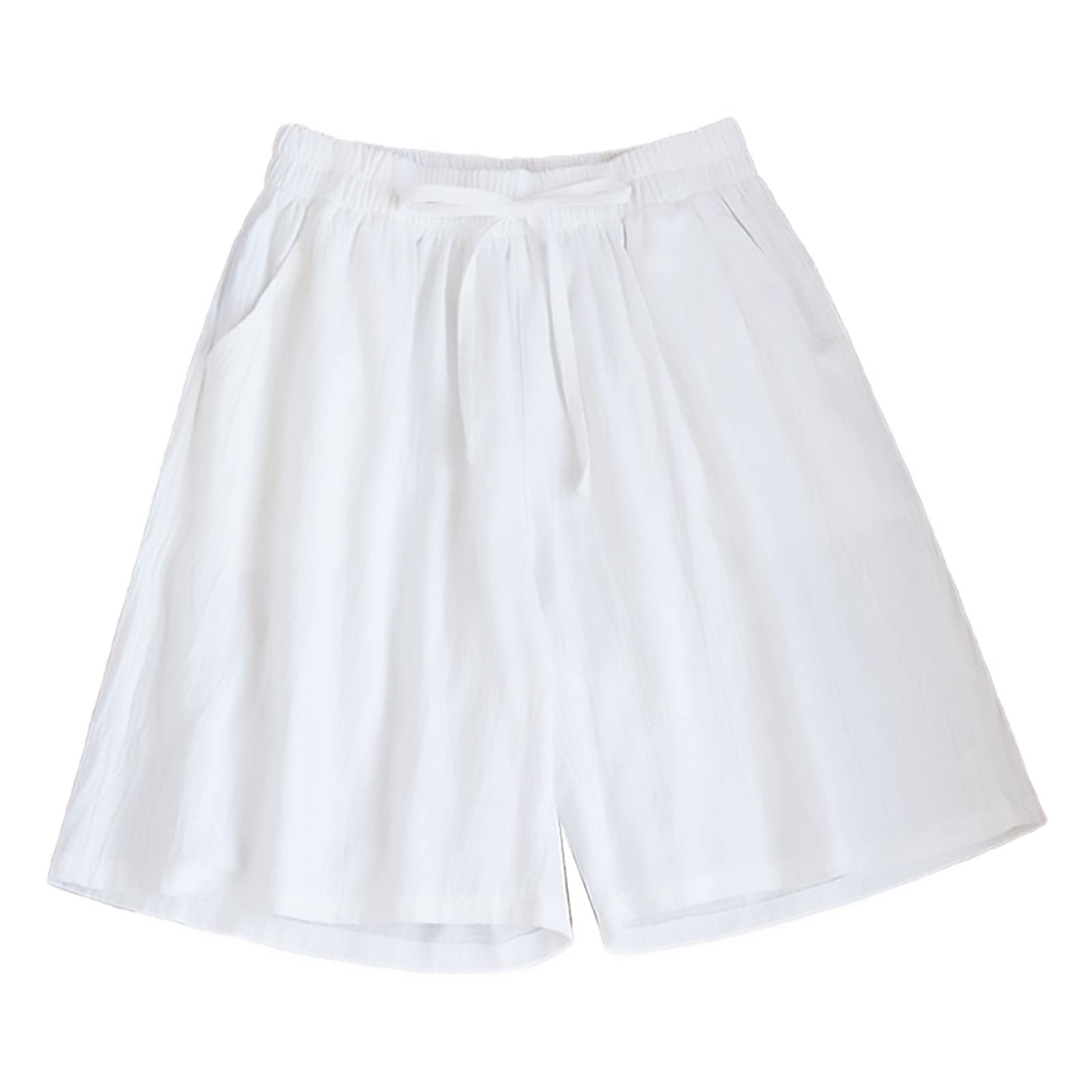 Rvidbe Plus Size Women's Summer Shorts - Elastic Waist Bermuda Wide Leg Casual Shorts with Pockets for Outdoor Activities and Relaxation