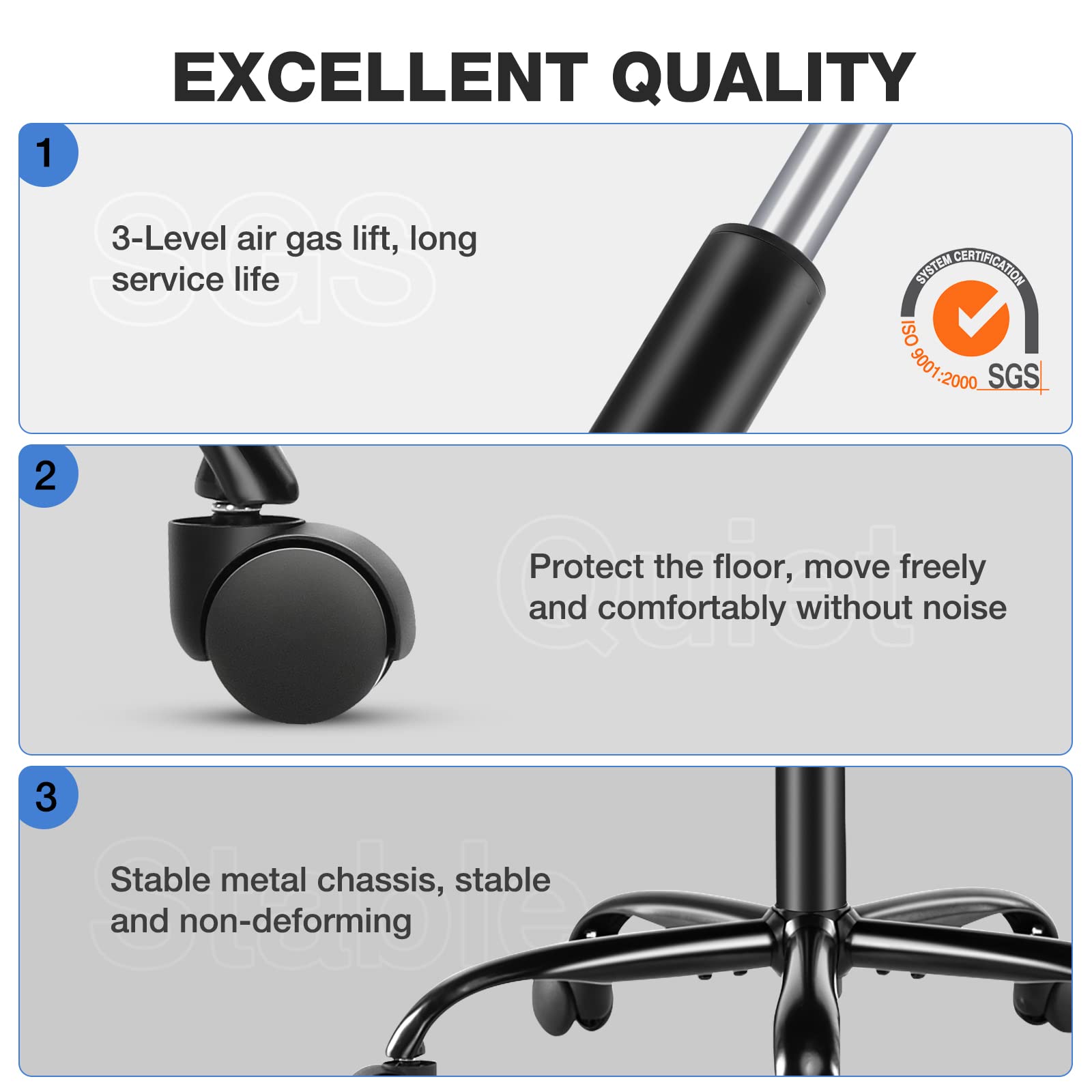 Ergonomic Office Chair with Wheels & Lumbar Support - Adjustable Mid Back Computer Desk Chair with Armrests for Home & Work - Comfortable Task Chair for Long Hours Sitting (Black) - Perfect for Home Office, Gaming & Workspaces