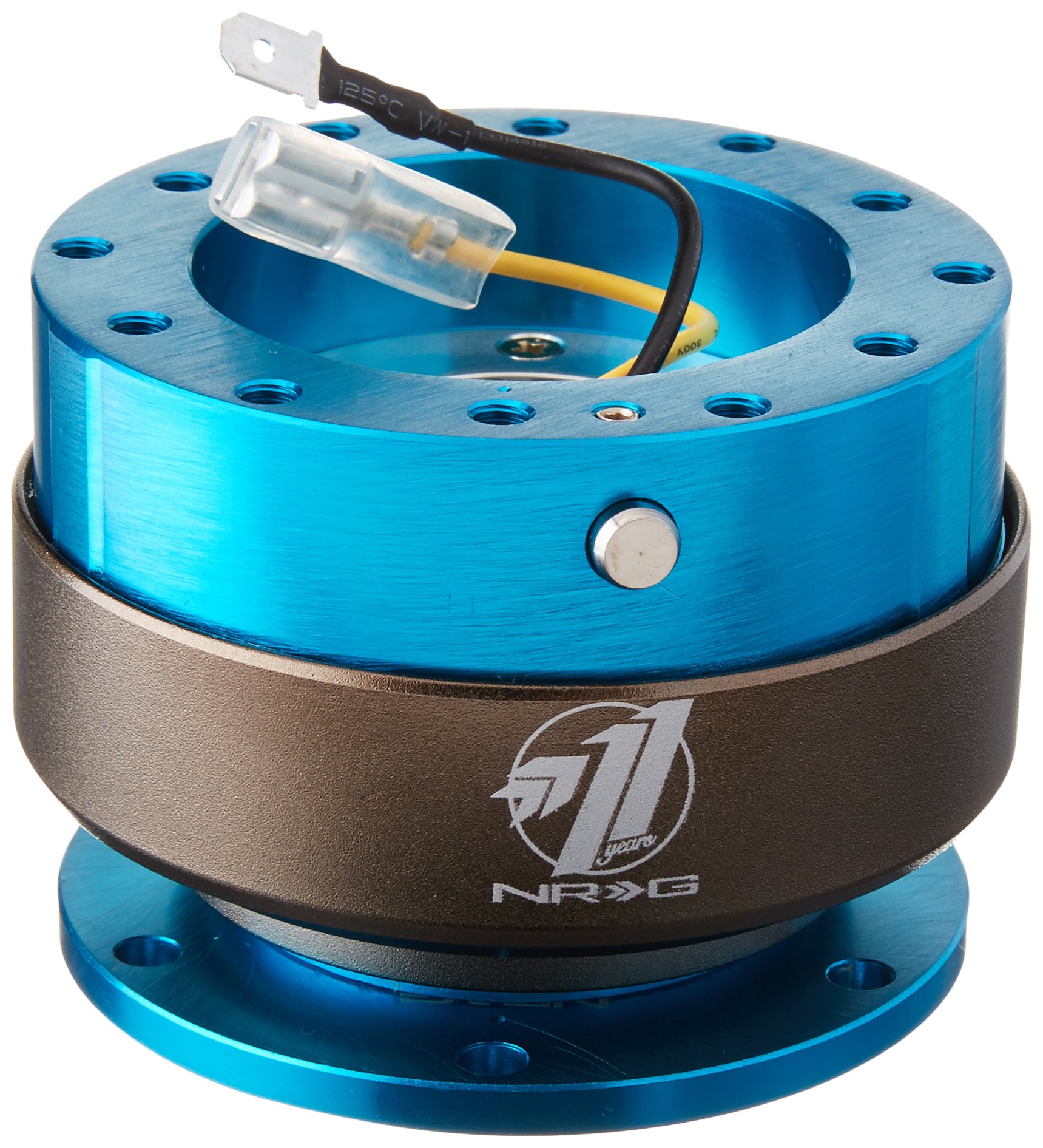 NRG Innovations Gen 2.0 Quick Release Steering Wheel Adapter - 6-Hole Universal Fit with Mounting Bolts (Blue Body/Titanium Chrome Ring) - NRG-SRK-200NB - Perfect for Racing, Drifting & Car Modifications