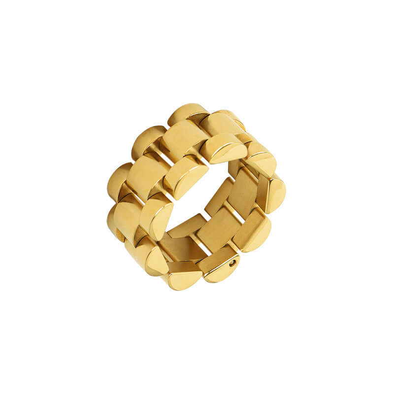 18K Gold Cuban Link Chain Ring for Men & Women - Durable & Stylish Jewelry for Everyday Wear, Gifts, and Special Occasions | A184