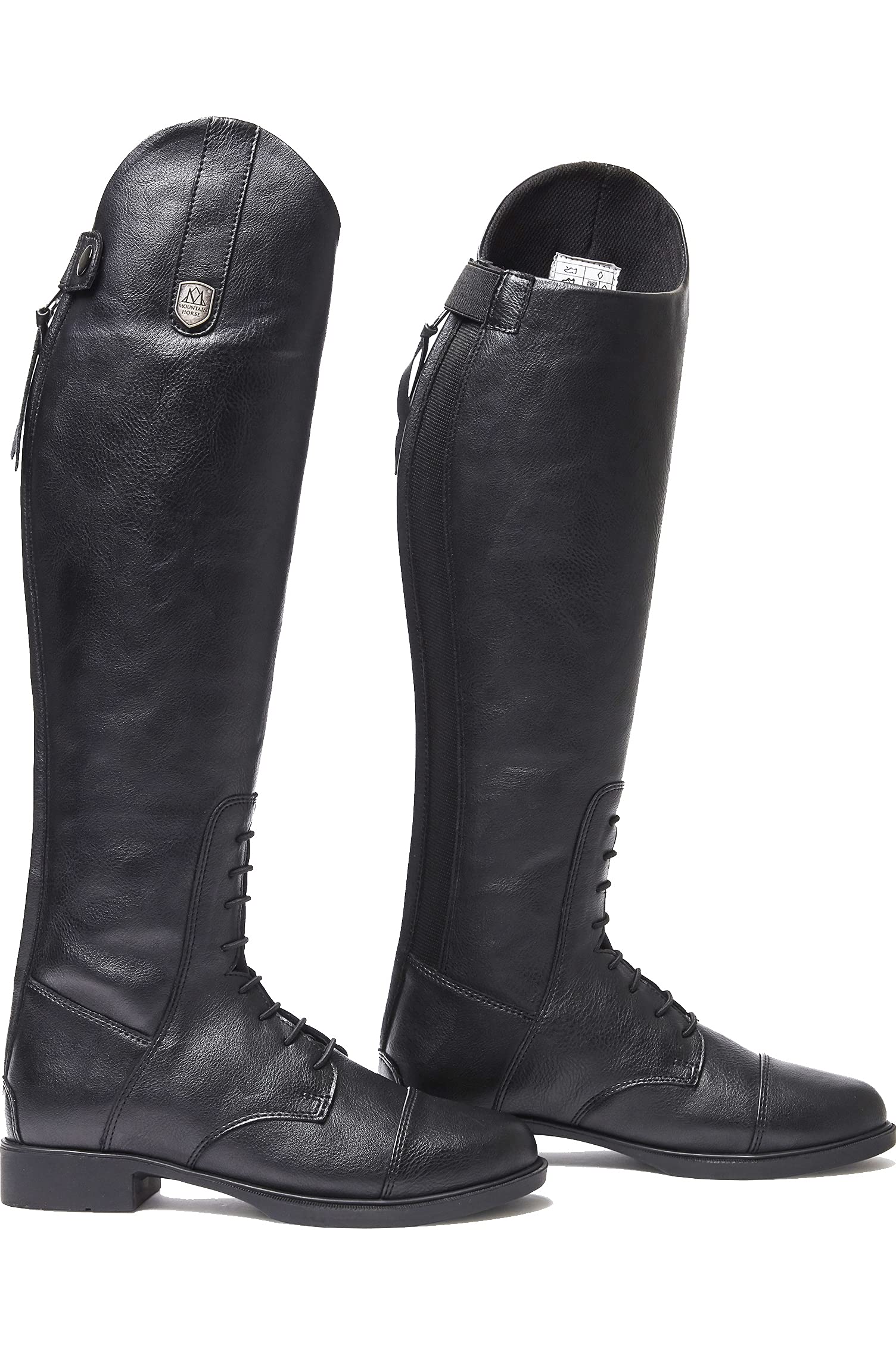Mountain Horse Junior Veganza Long Riding Boots for Kids - Black Equestrian Boots with Elastic Back for Custom Fit - Perfect for Horseback Riding, Dressage & Equestrian Competitions