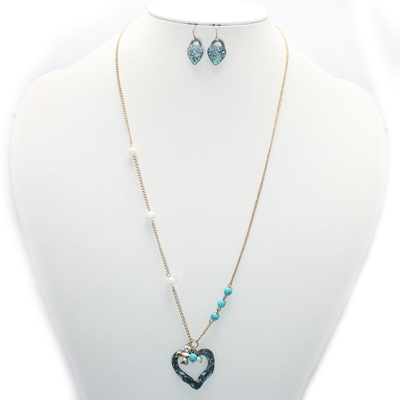 Heart Necklace Set for Women - Elegant Gold/Silver Pendant Jewelry Gift for Her - Perfect for Valentine's Day, Anniversary & Romantic Occasions