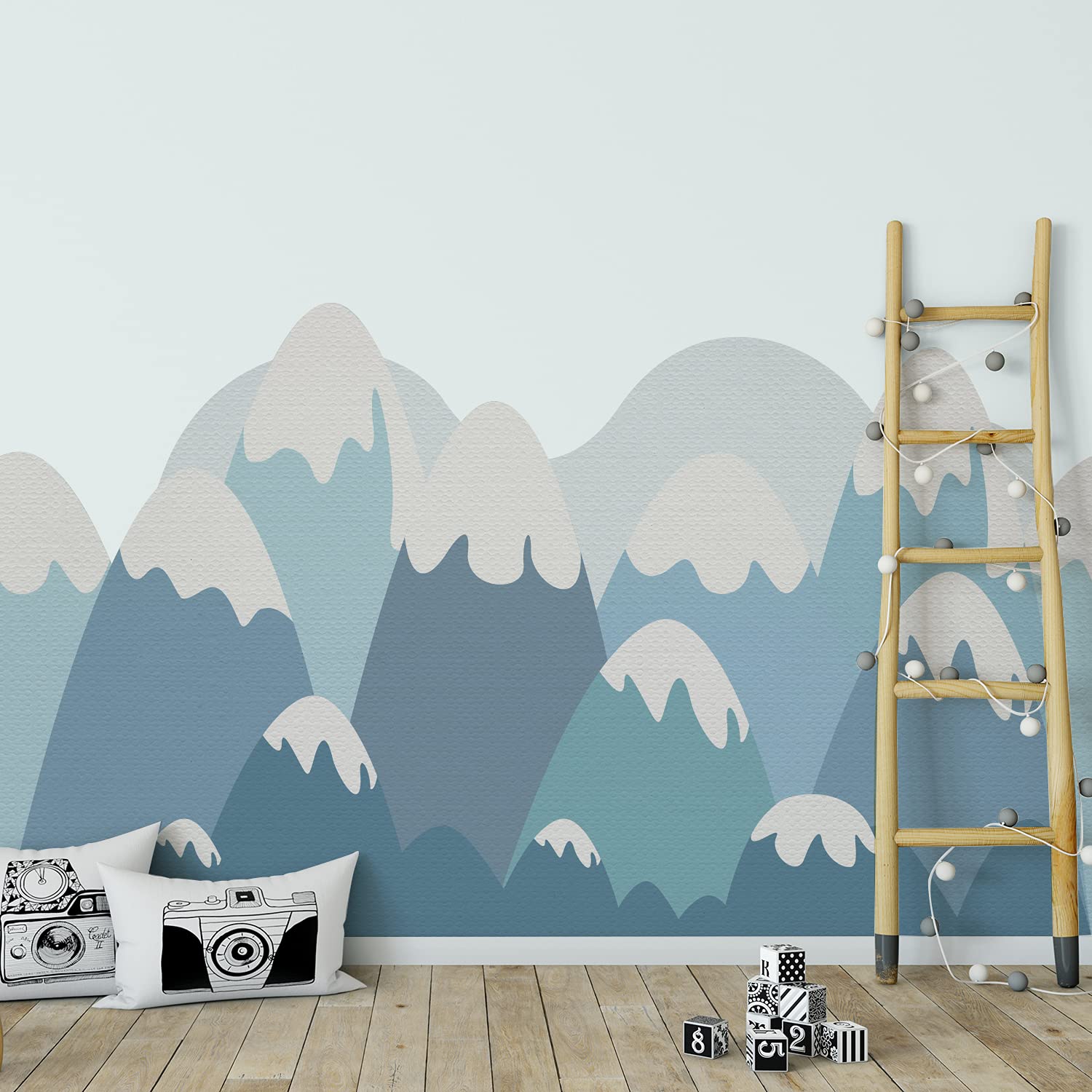 Alwayspon Peel and Stick Fabric Wall Mural Sticker - Self-Adhesive Landscape Wallpaper for Living Room, Bedroom & Nursery Decor - Rocky Mountain Design - Easy DIY Home Wall Decoration for Kids Room, Dorm or Office