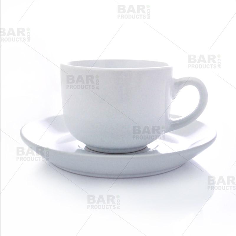 Premium 6oz Cappuccino Cup Set - Porcelain Coffee Mugs with Saucers for Home, Cafe & Office Use - Perfect for Espresso, Latte & Hot Beverages