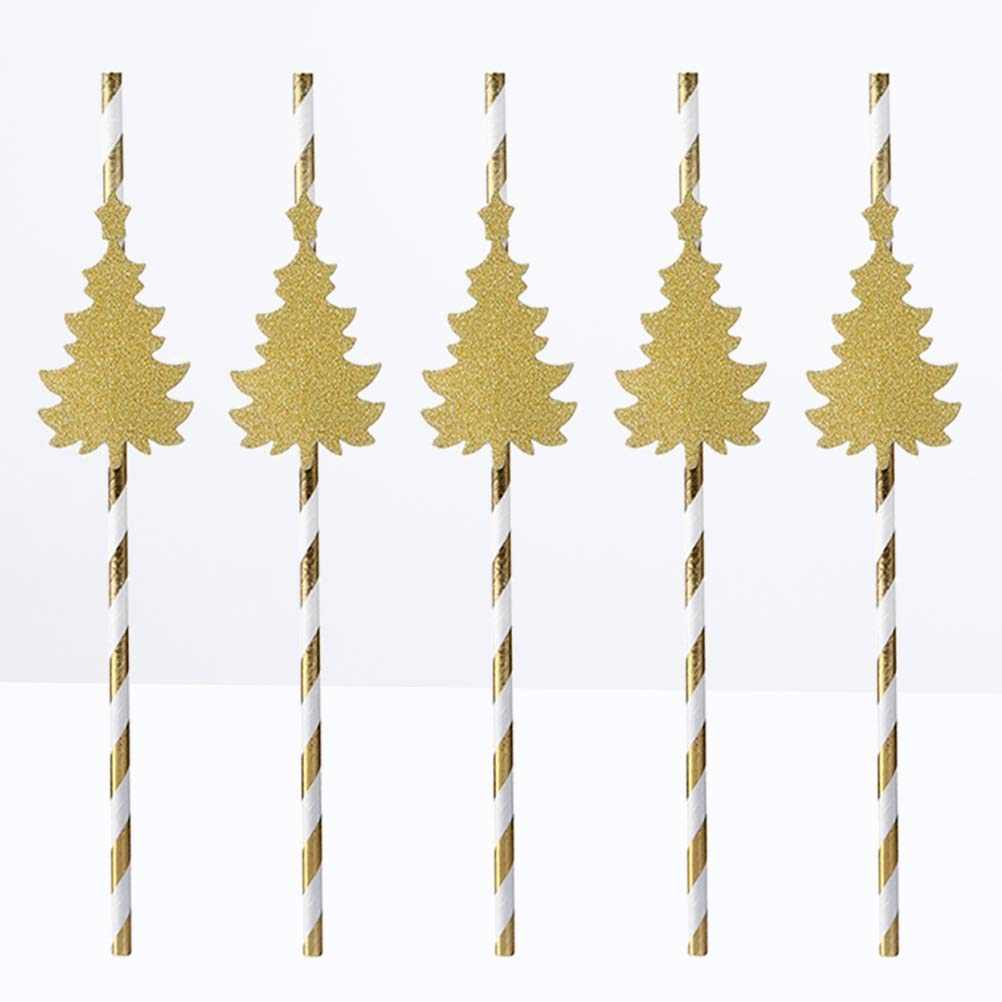KESYOO 24pcs Glitter Paper Straws - Christmas Tree Drinking Straws for Parties, Baby Showers & Holiday Decorations | Eco-Friendly Disposable Straws for Beverages, Cocktails & Festive Celebrations