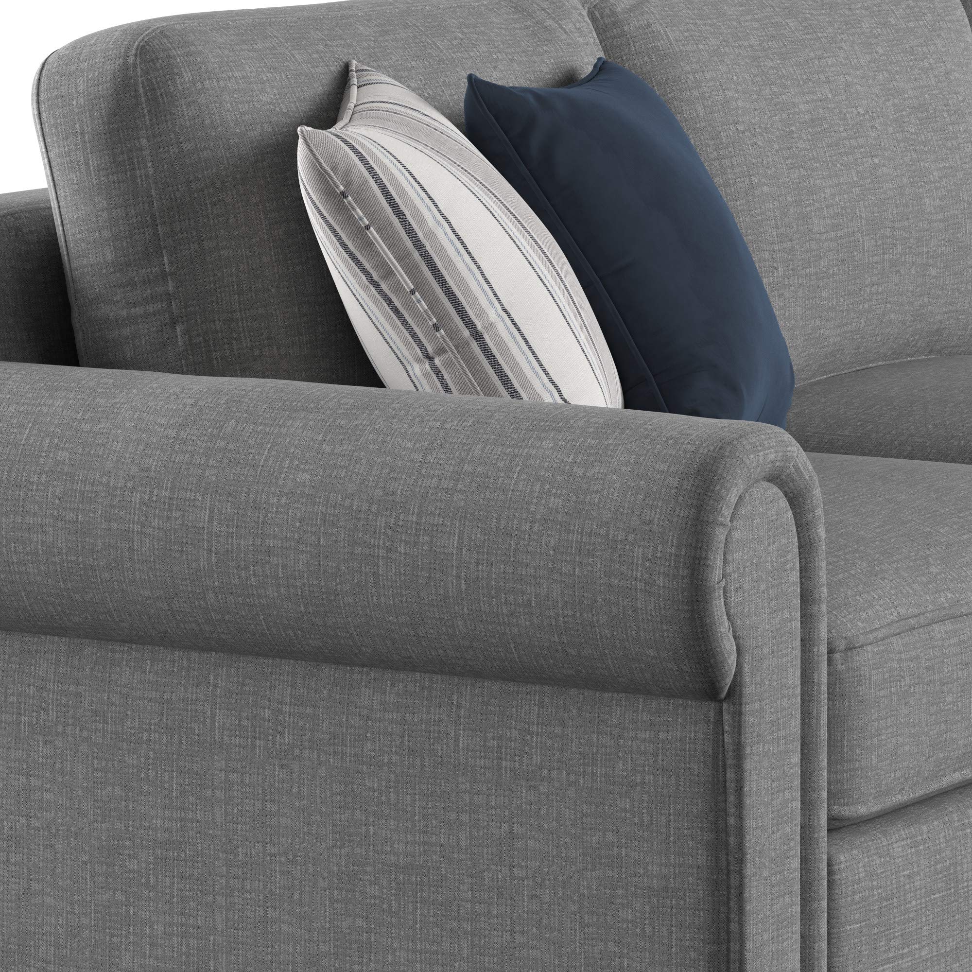 Lucy Stone Gray Sectional Sofa with Pillows & Wood Legs for Living Room