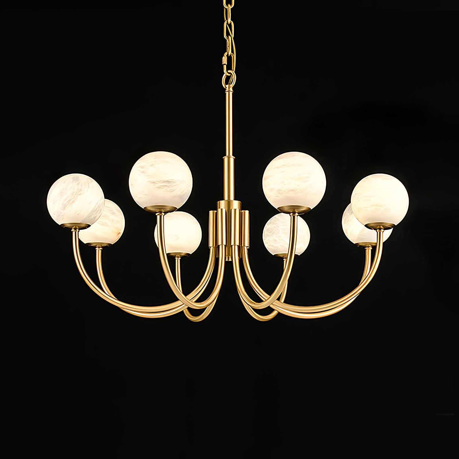 Elegant Aurelian Alabaster Globe Chandelier - Modern Crystal Ceiling Light Fixture for Dining Room, Living Room & Bedroom Lighting Decor