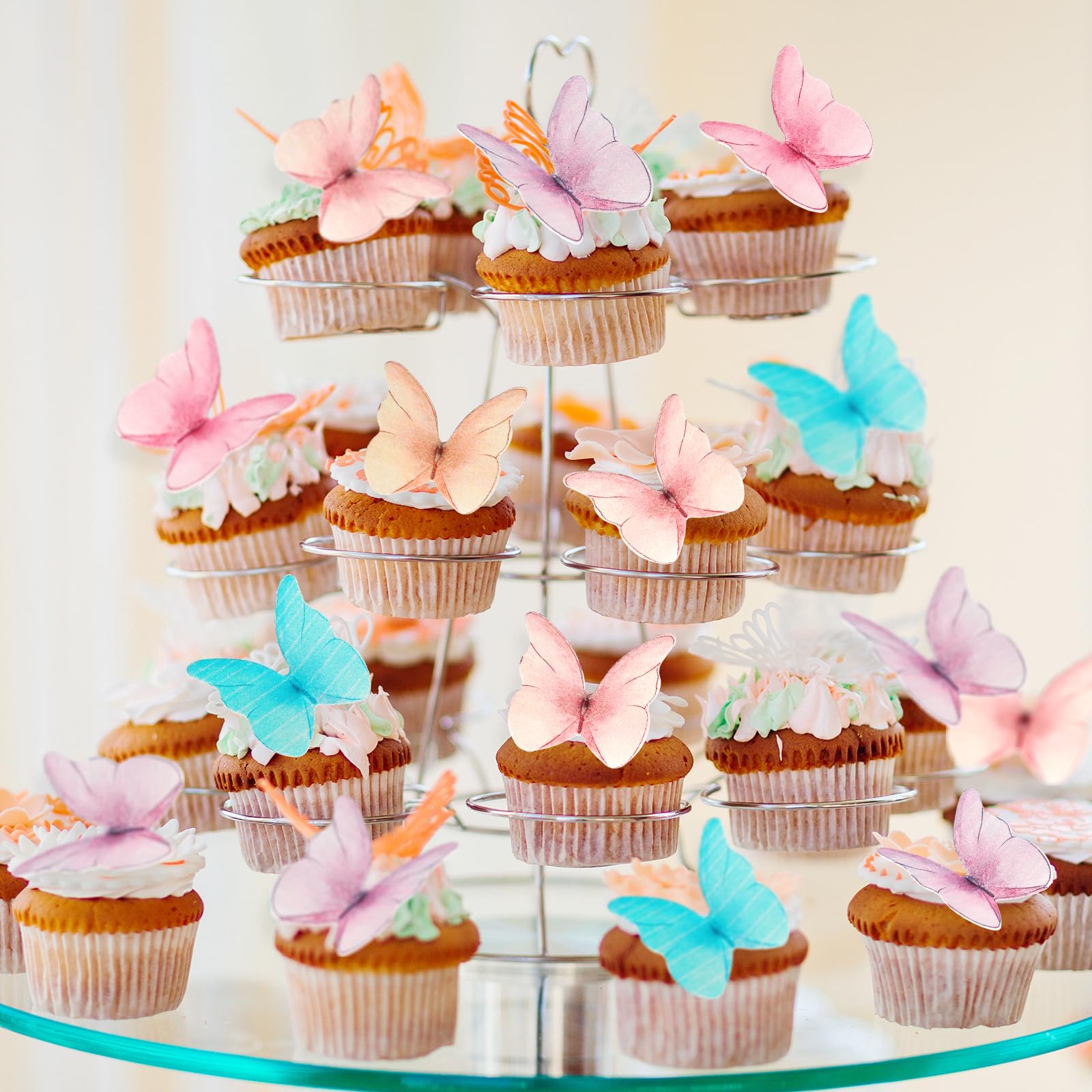 48 Pcs Edible Purple Butterfly Cake Toppers - Decorative Cupcake Toppers for Birthday Parties, Baby Showers & Wedding Cakes | Perfect for DIY Cake Decorating & Sweet Table Displays