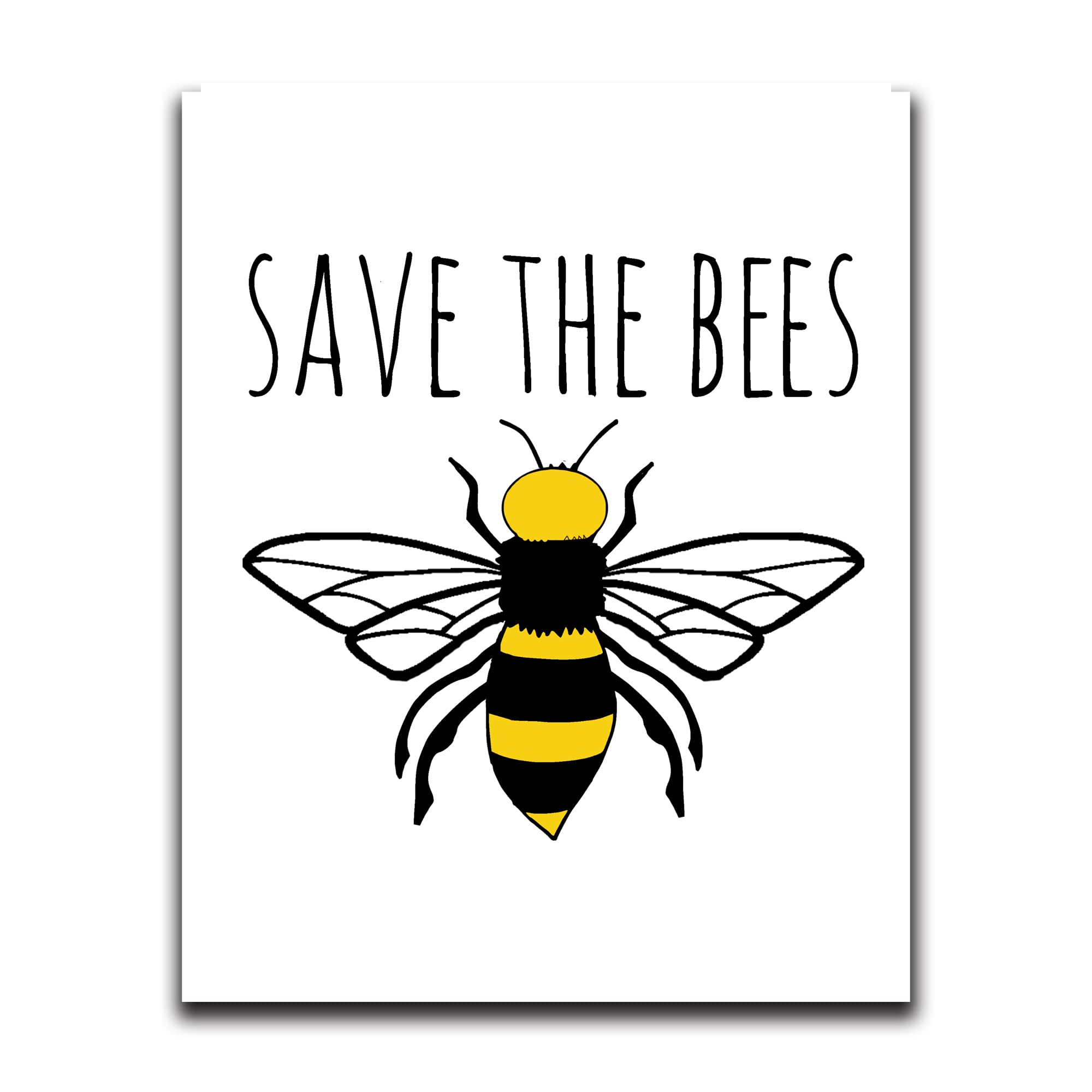 Funny Wall Art with Sayings - Save The Bees Inspirational Quote Decor for Bedroom, Bathroom, Kitchen, Office, Living Room, Apartment & Dorm (8x10 Inch) - Perfect for Home Decor & Gift Giving