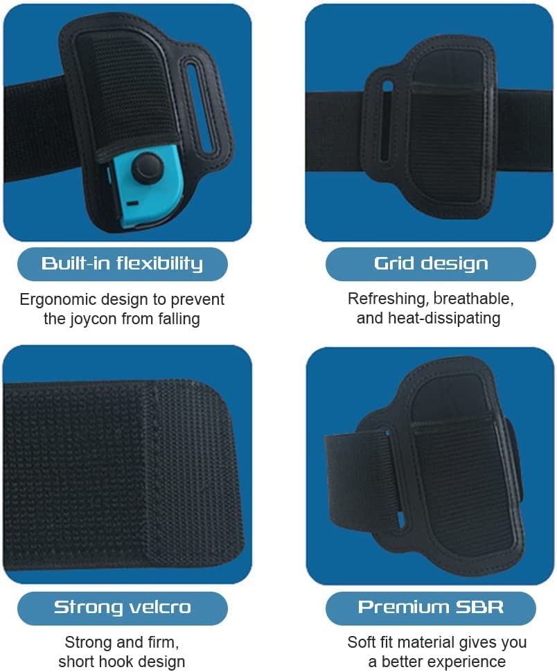 Elastic Leg Strap for Nintendo Switch & Switch OLED - Joy-Con Controller Leg Bands Compatible with Ring Fit Adventure & Switch Sports (Pack of 2) - Perfect for Fitness Gaming & Home Workouts