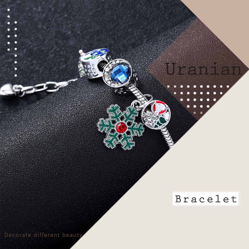 Uranian Christmas Bracelet - Silver Snowflake Adjustable Chain Bangle Charm Bracelet for Women | Perfect Holiday Gift for Christmas, Parties & Festive Occasions