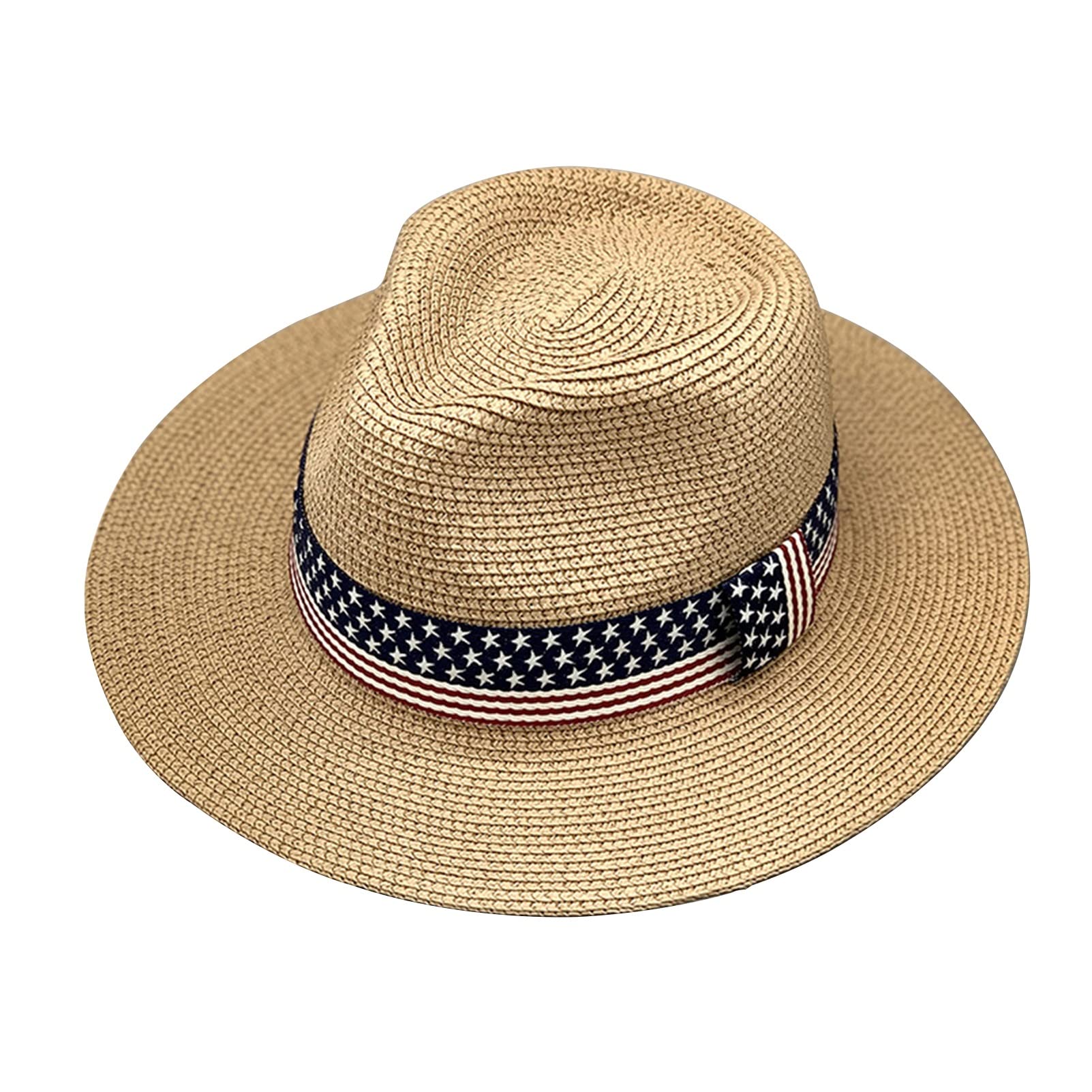 Stylish Cowboy Hat for Men & Women - Wide Brim Straw Summer Hat with American Flag Design - Perfect for Travel, Beach, Outdoor Activities & Country Music Festivals