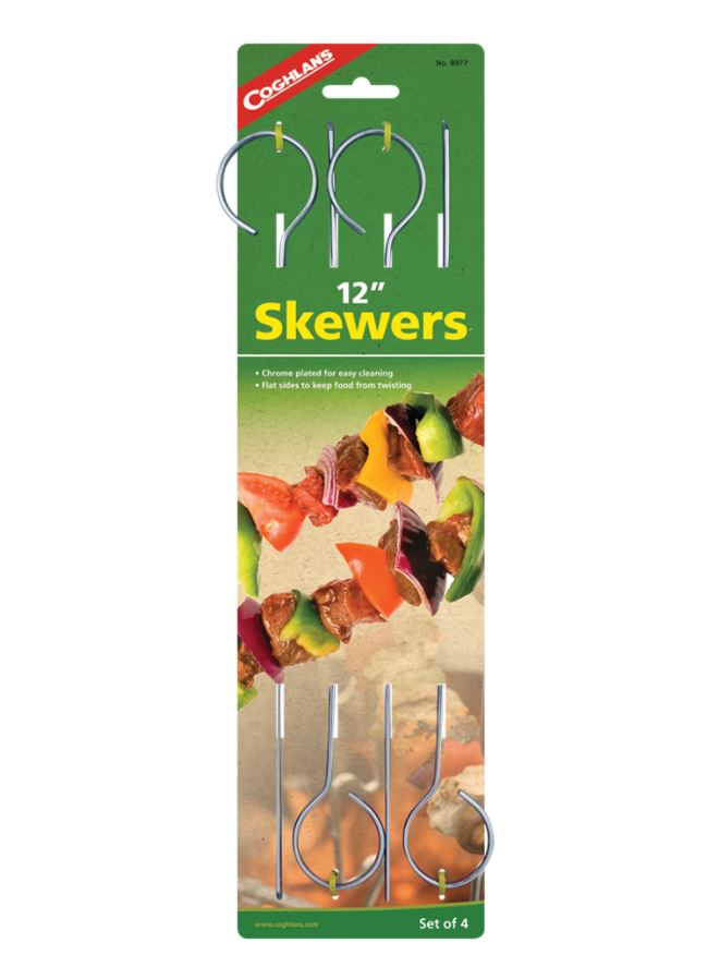 12-Piece Stainless Steel Skewer Set for Grilling BBQ Shish Kabob - Perfect for Outdoor Cooking, Camping, and Backyard Parties