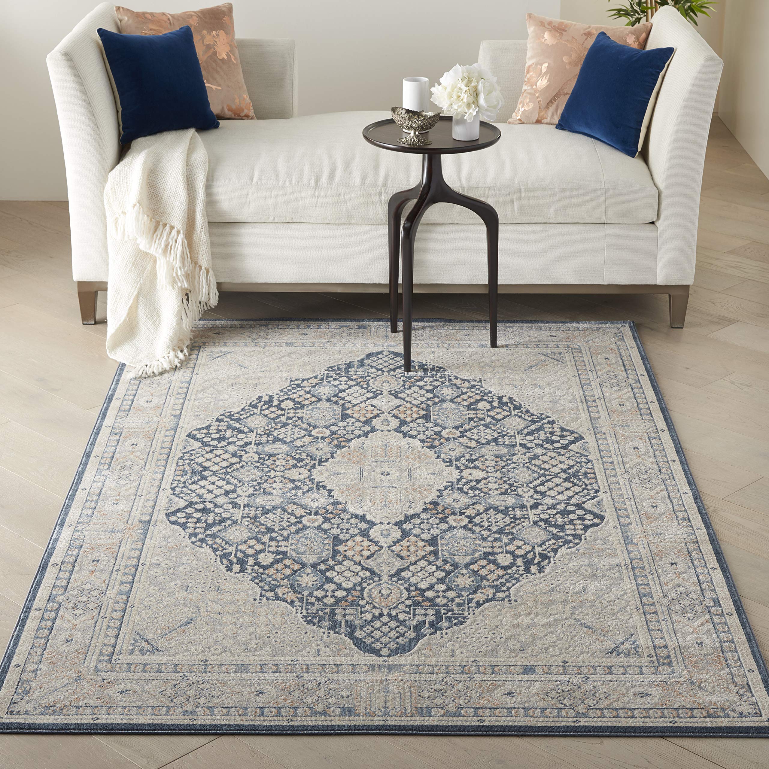 Kathy Ireland Malta Modern Blue Grey 5x8 Area Rug - Non-Shedding, Easy to Clean, Stain Resistant for Living Room, Bedroom, Dining Room & Kitchen | Soft Comfort for Home Decor