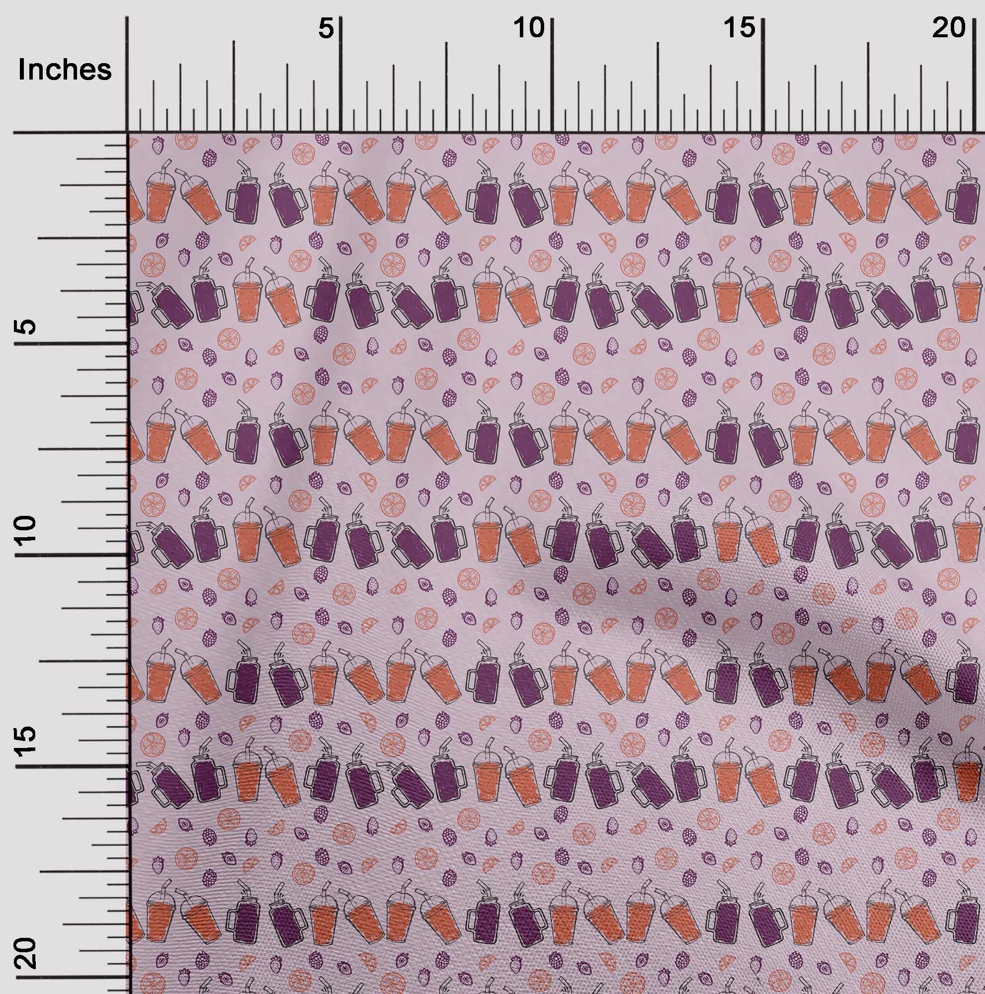 oneOone Viscose Chiffon Fabric - Light Pink Fruit Print Dress Material - 42 Inch Wide by The Yard | Perfect for Summer Dresses, Skirts & DIY Fashion Projects