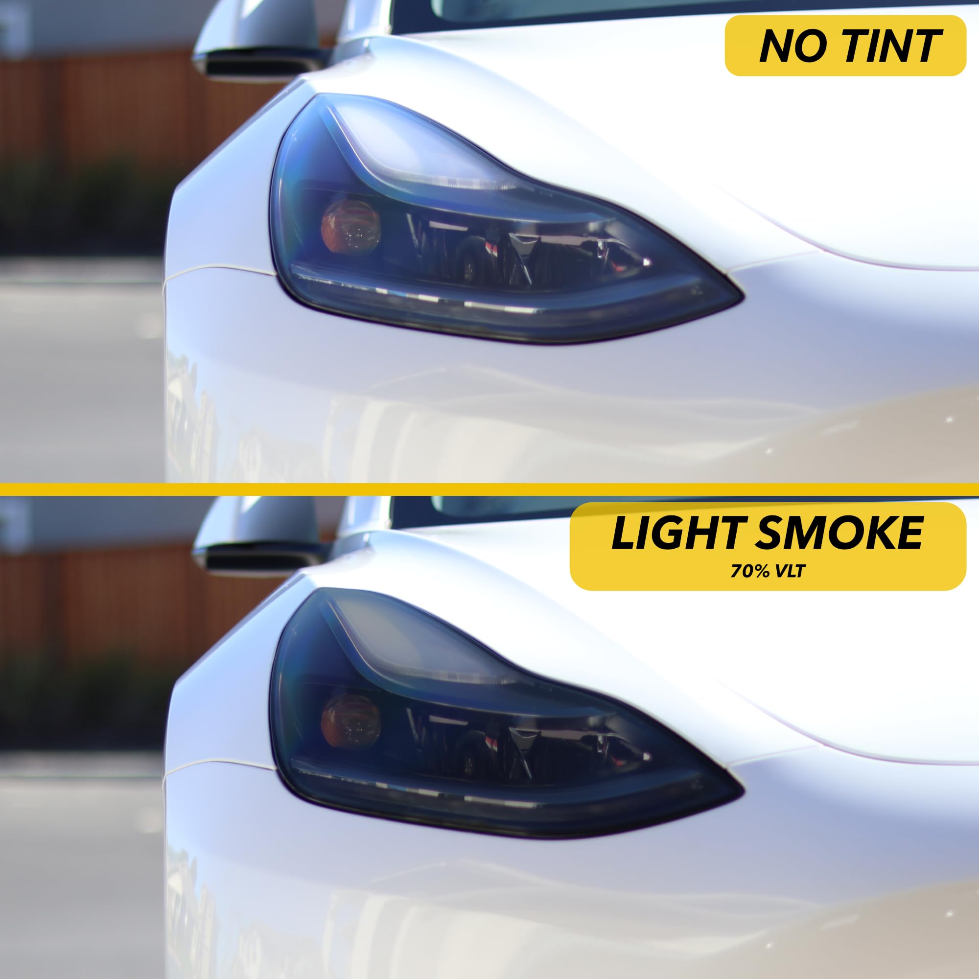 Smoke Tint Headlight & Fog Light Covers for Tesla Model 3 & Model Y (70% VLT, V2) - Premium Protection & Stylish Look for Night Driving & Custom Car Aesthetics