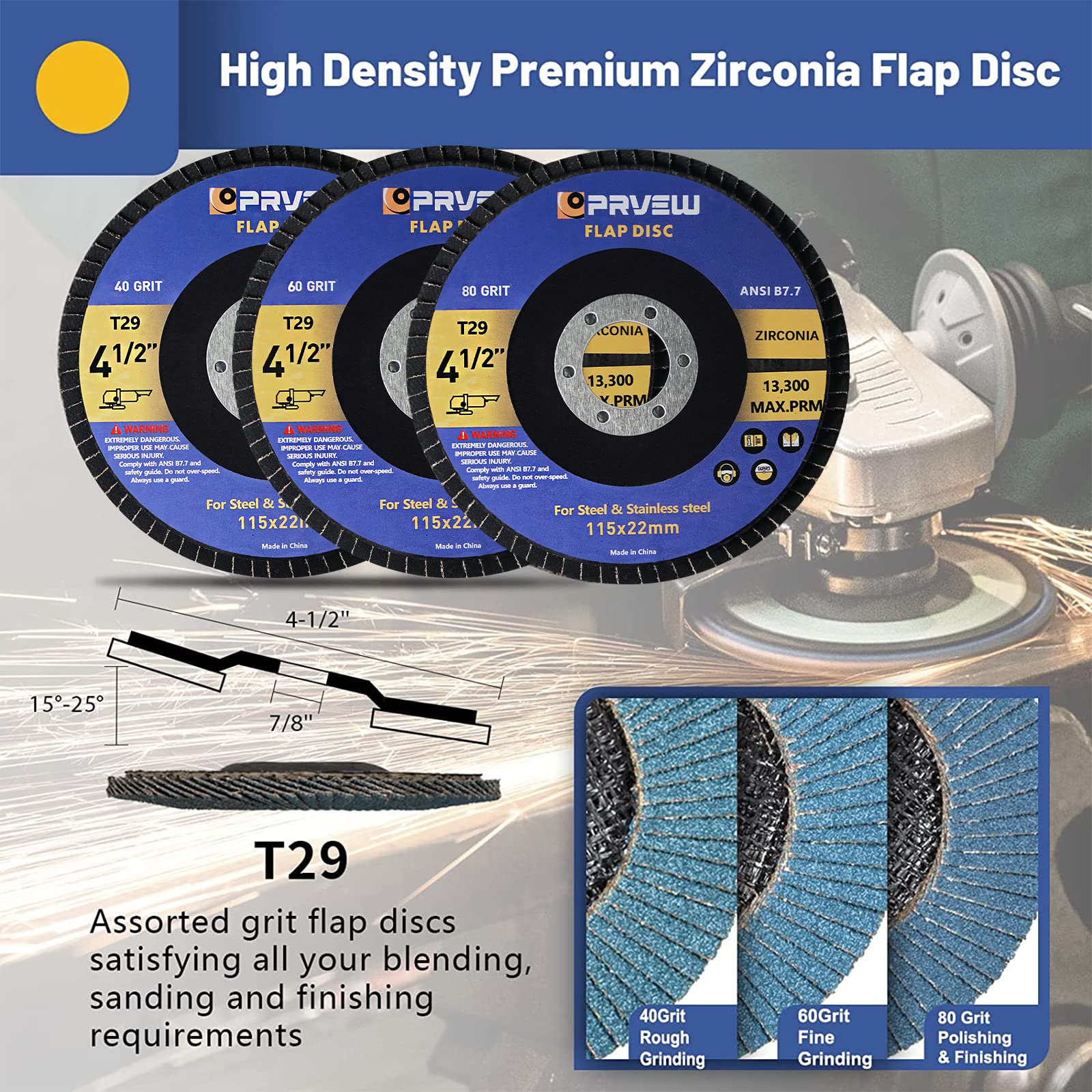 27-Pack 4-1/2 Inch Cut Off Wheels Grinding Kit - 20PCS Cutting Wheels, 4PCS Flap Discs, 3PCS Grinding Discs for Angle Grinder with 7/8