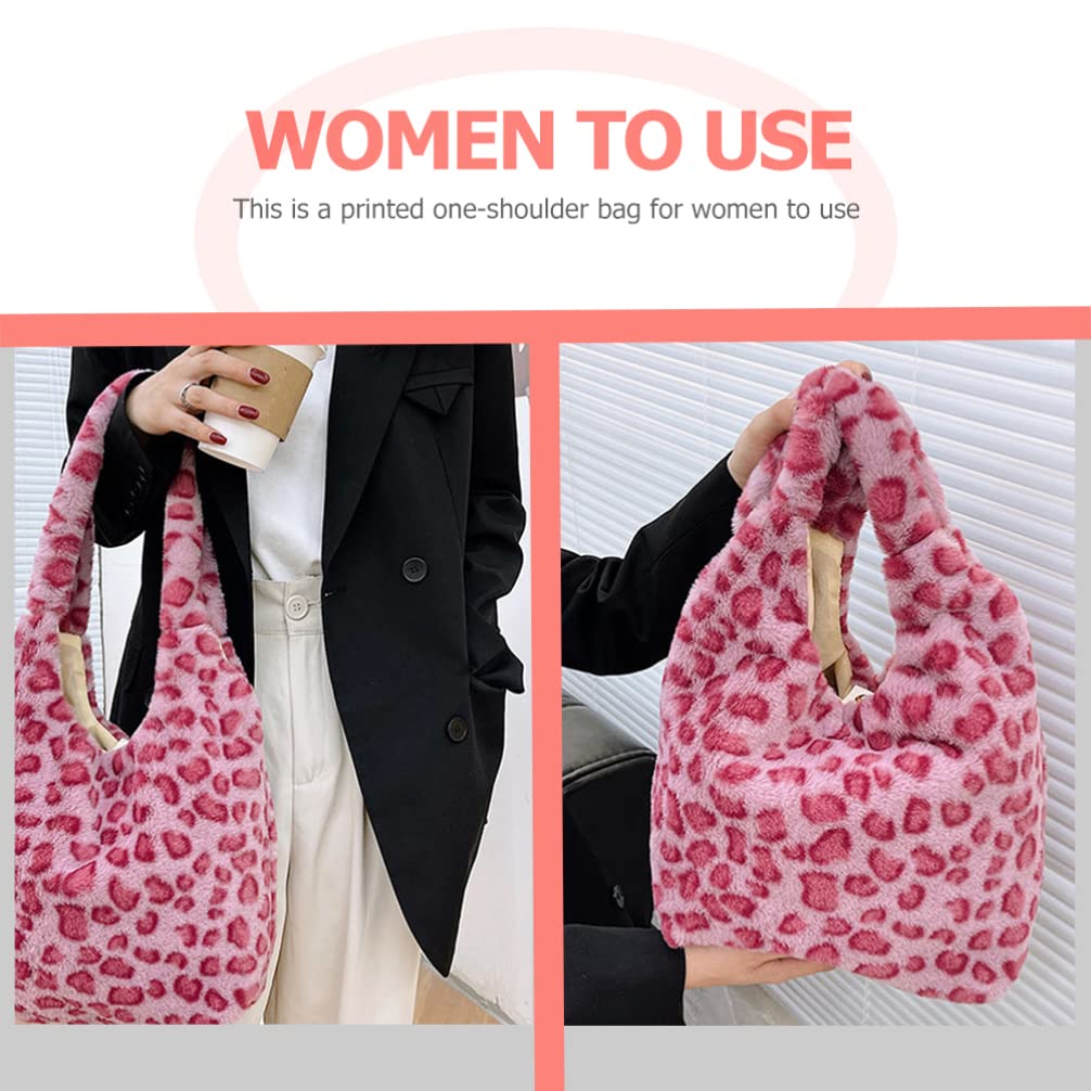 VALICLUD Aesthetic Cute Floral Fuzzy Tote Bag - Plush Soft Shoulder Handbag for Women & Girls | Large Capacity Purse for Shopping, Beach, Work & Daily Use