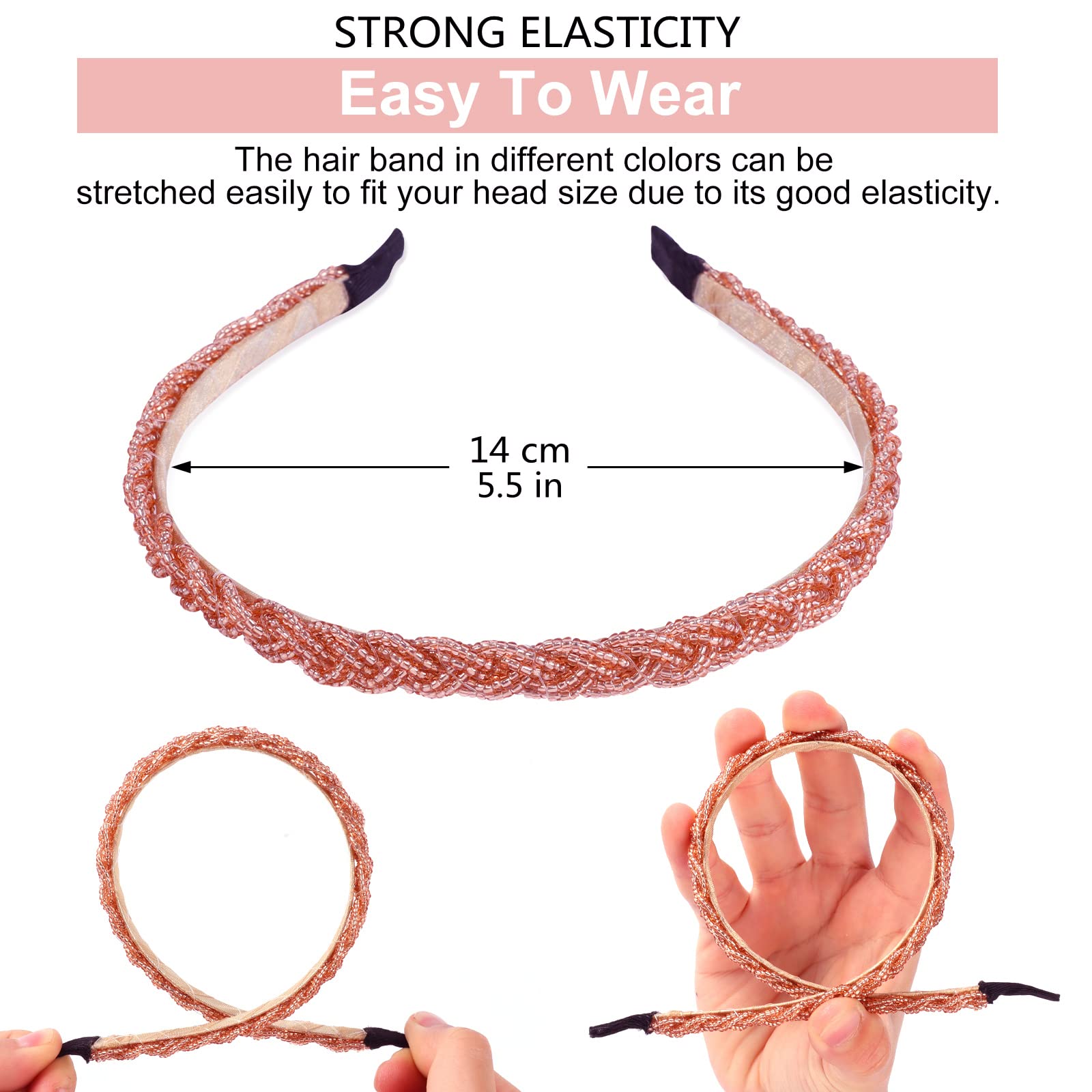 Elegant Crystal Hair Bands for Women - Metal Beaded Headbands with Clips, Fashion Hoop Hair Accessories for Girls & Brides, Champagne Bling Headwear Wraps for Wedding, Party & Beauty Care | Perfect for Special Occasions, Date Nights & Formal Events