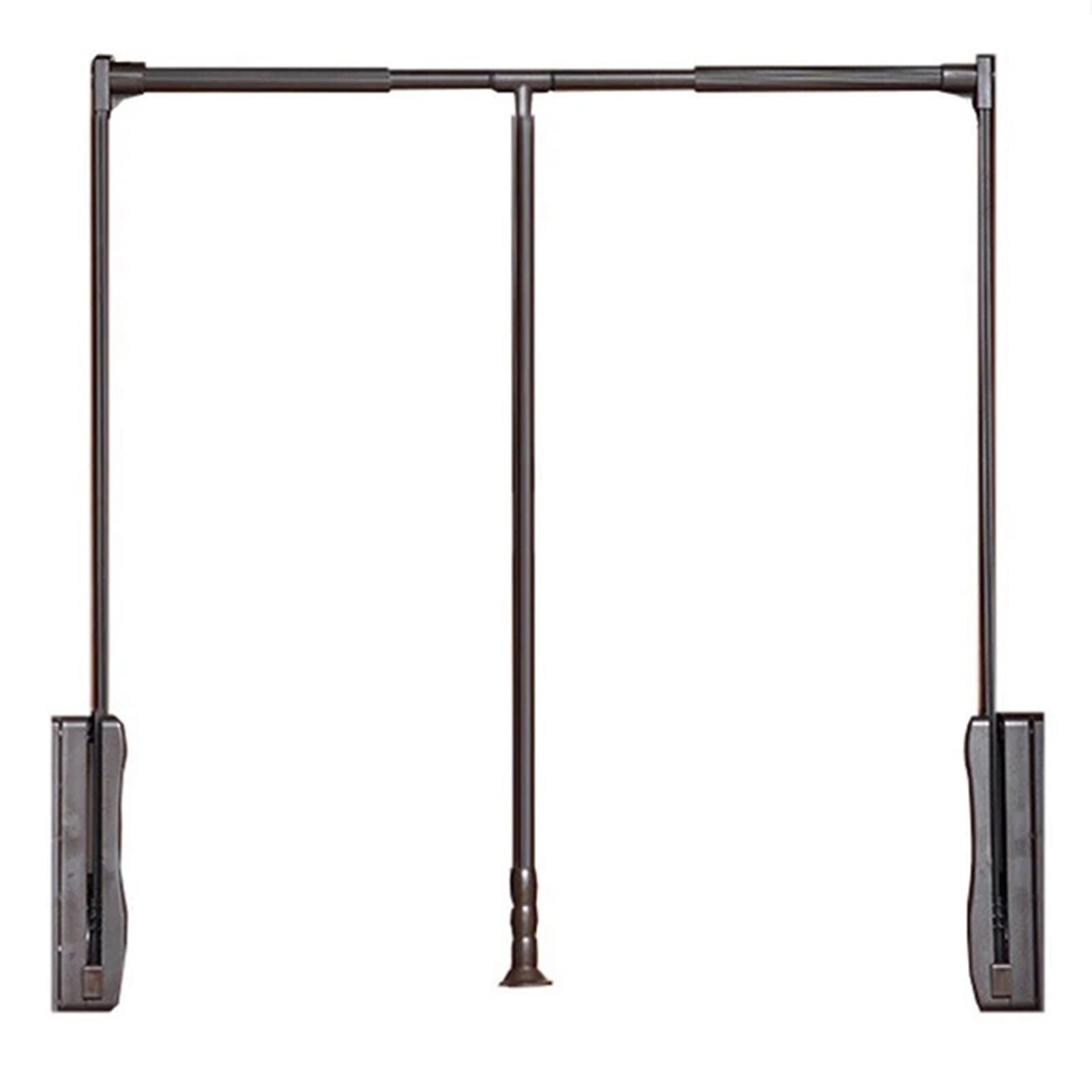 Adjustable Pull Down Closet Rod - Extendable 600-830cm Wardrobe Hanging Bar for Space Saving Storage (Black) | Perfect for Small Closets, Apartments & RV Organization