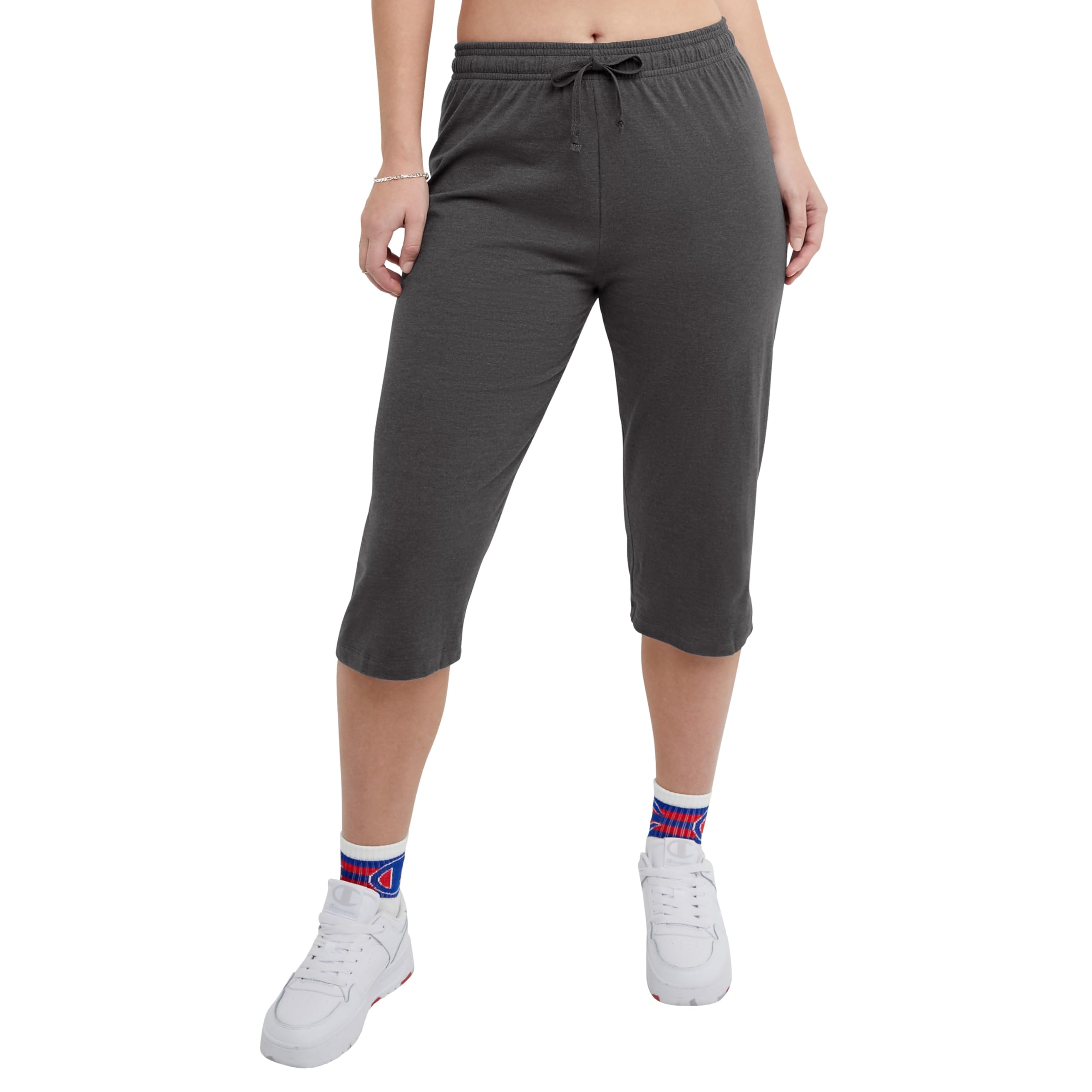 Champion Women's Lightweight Jersey Knit Capri Pants - Comfortable Lounge Cropped Pants for Casual Wear, Yoga & Home Relaxation