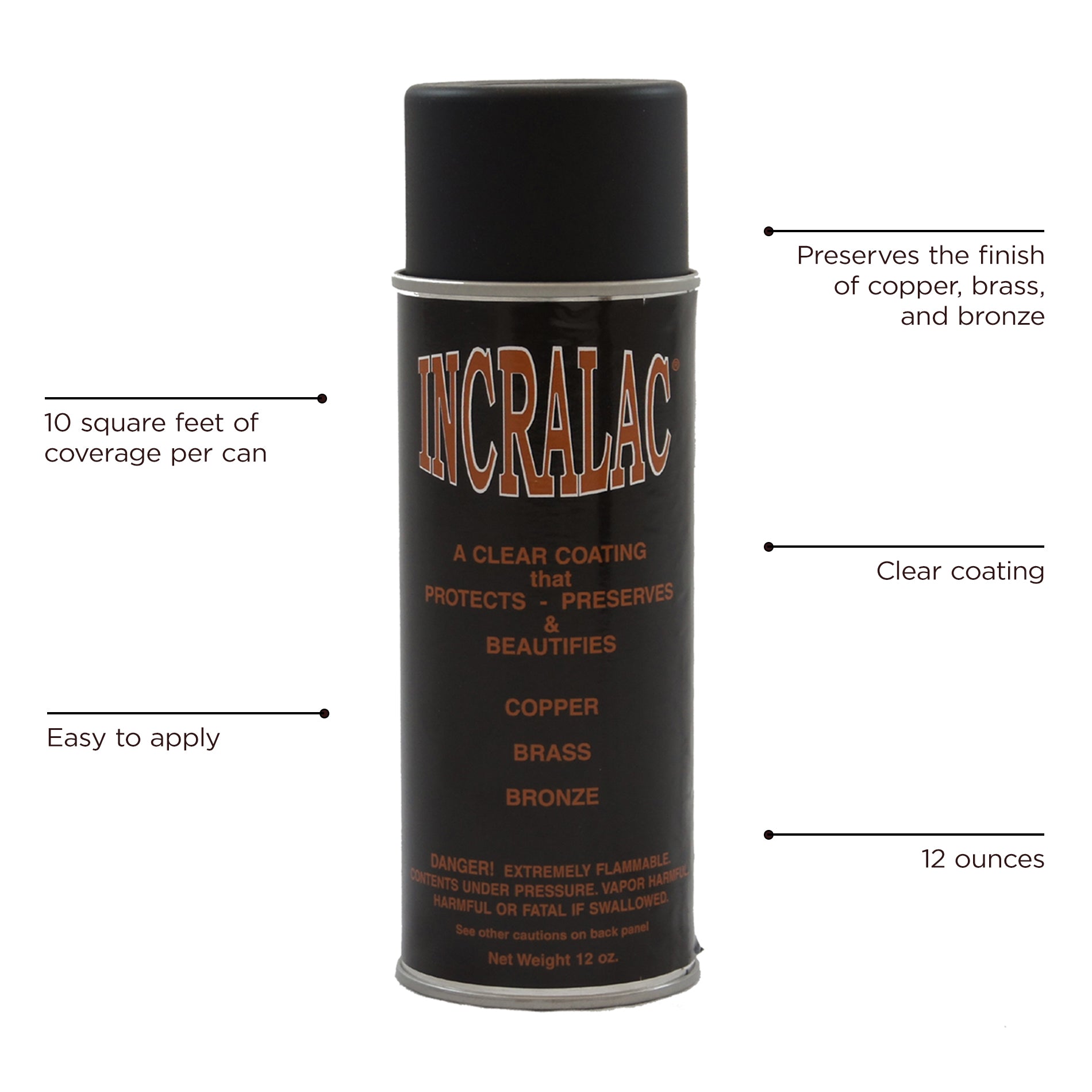Incralac Spray Lacquer - High-Performance Protective Coating for Metal, Brass & Copper | Ideal for Marine, Automotive & Industrial Applications