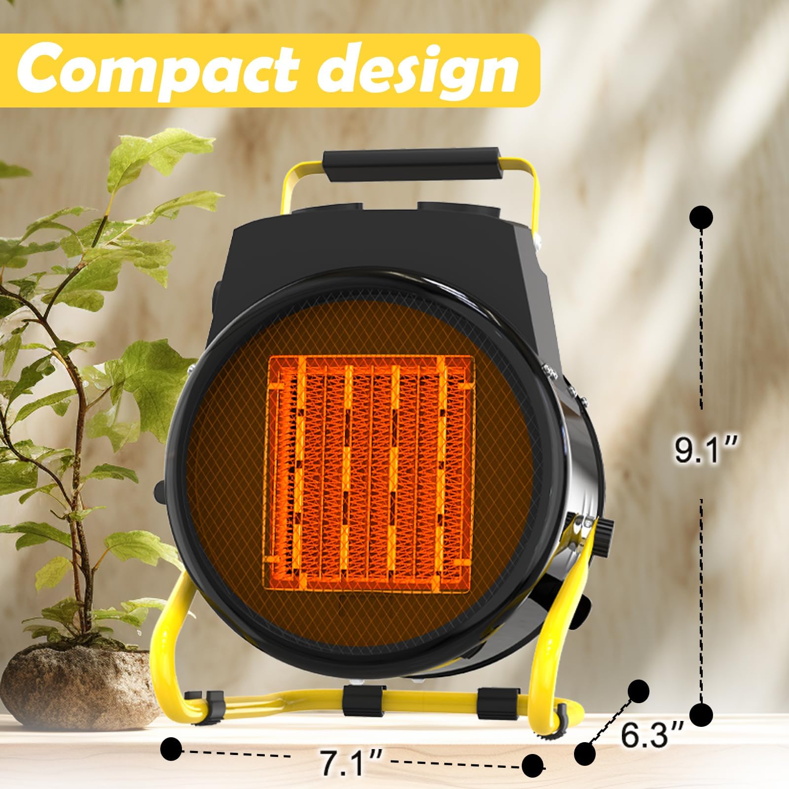 1500W Portable Outdoor Heater with Overheat Protection - Fast 3-Second Heating Electric Space Heater for Patio, Garage, Greenhouse & Bedroom - Non-Slip Cushion & Energy Efficient Design - Perfect for Winter Nights, Camping & Workspaces
