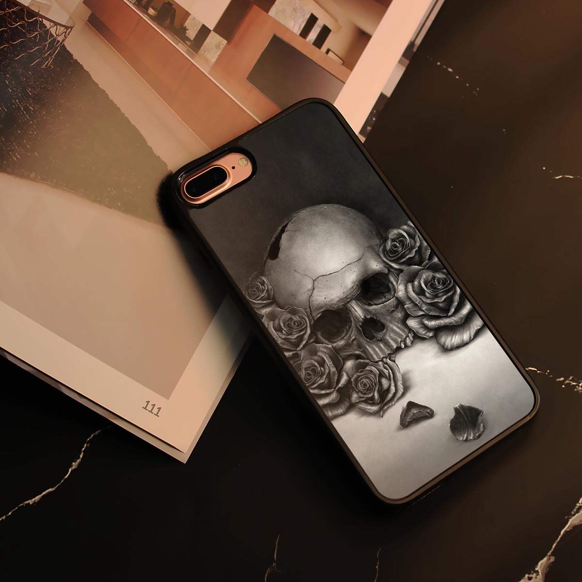 Artistic Rose Skull Soft Back Case for iPhone 5/5S/SE (2016) - Durable Protective Phone Cover - Perfect for Everyday Use, Travel & Gift Giving