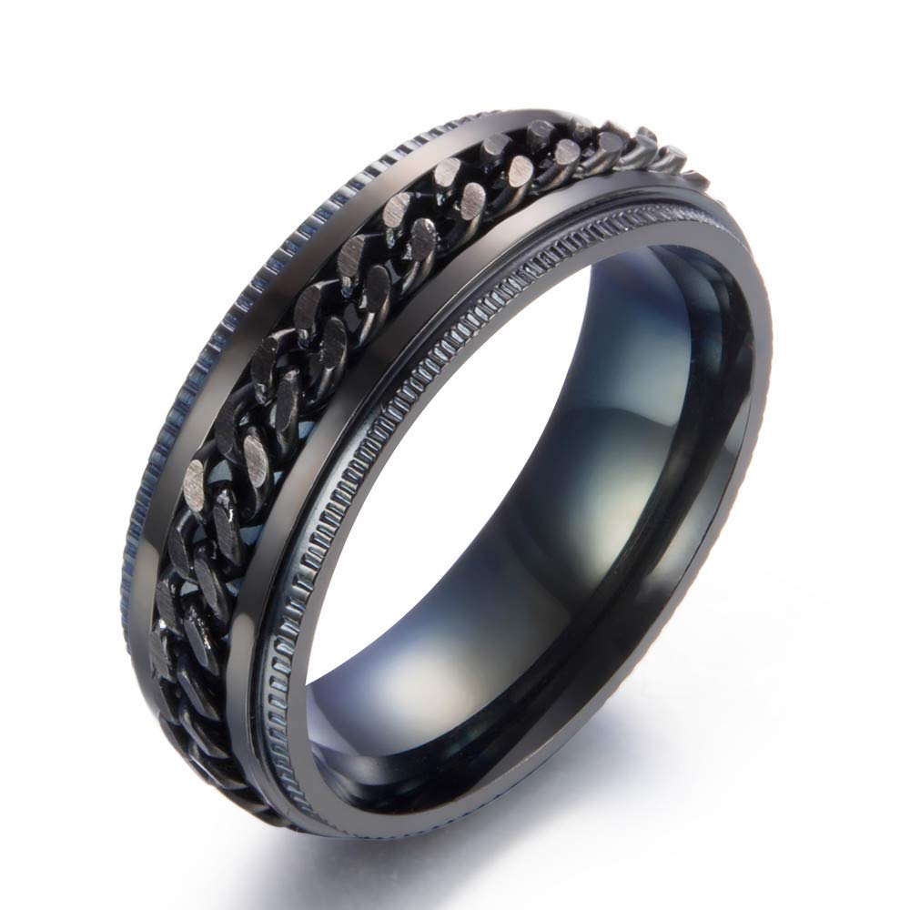 Yellow Stainless Steel Chime Rings for Men & Boys | Durable Black Chain Rings | Anniversary & Birthday Gift for Husband | Perfect for Casual Wear, Parties & Special Occasions