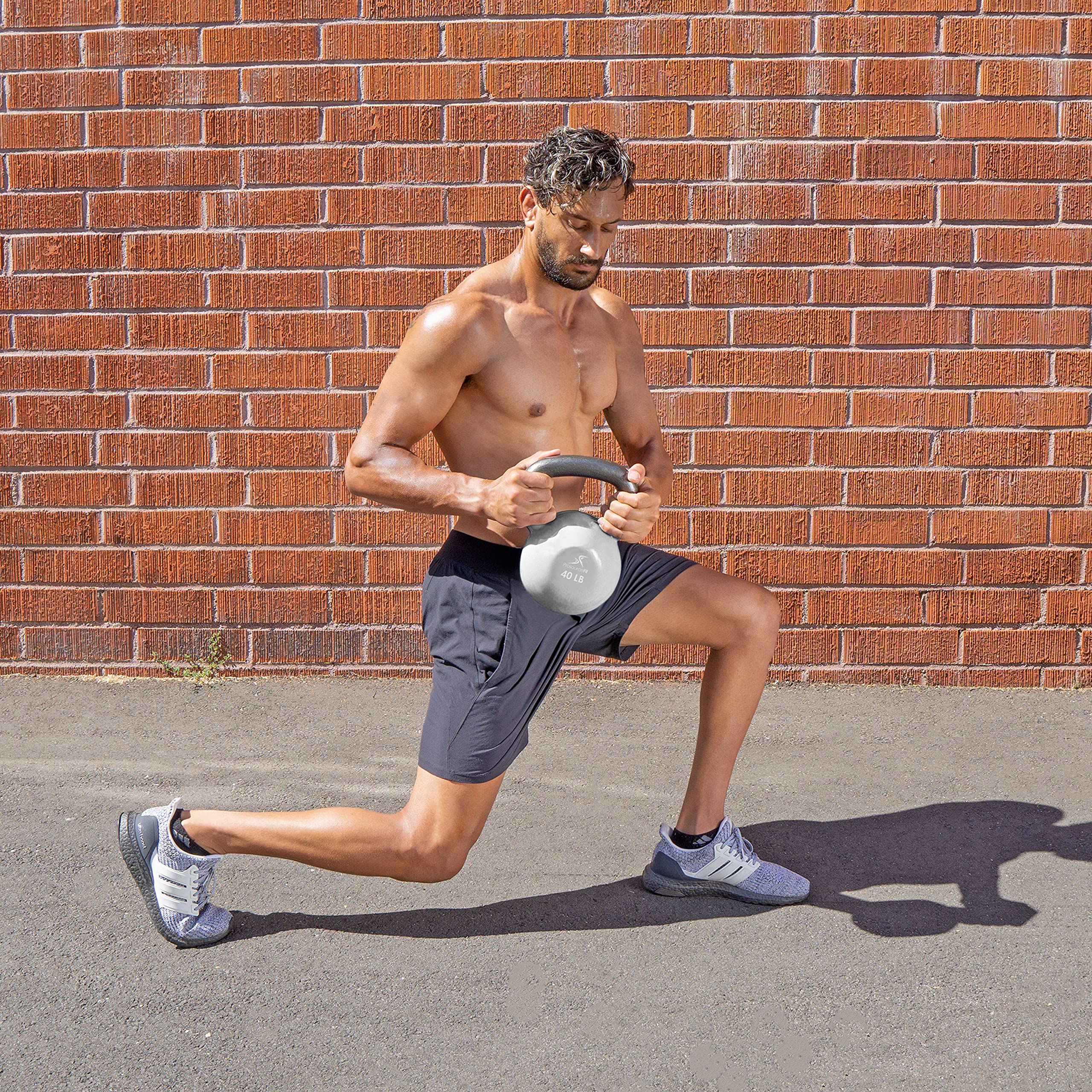 ProsourceFit Vinyl Coated Cast Iron Kettlebells - 5-50 lbs for Strength Training, CrossFit, HIIT & Full Body Workouts | Home Gym & Fitness Equipment for Men & Women
