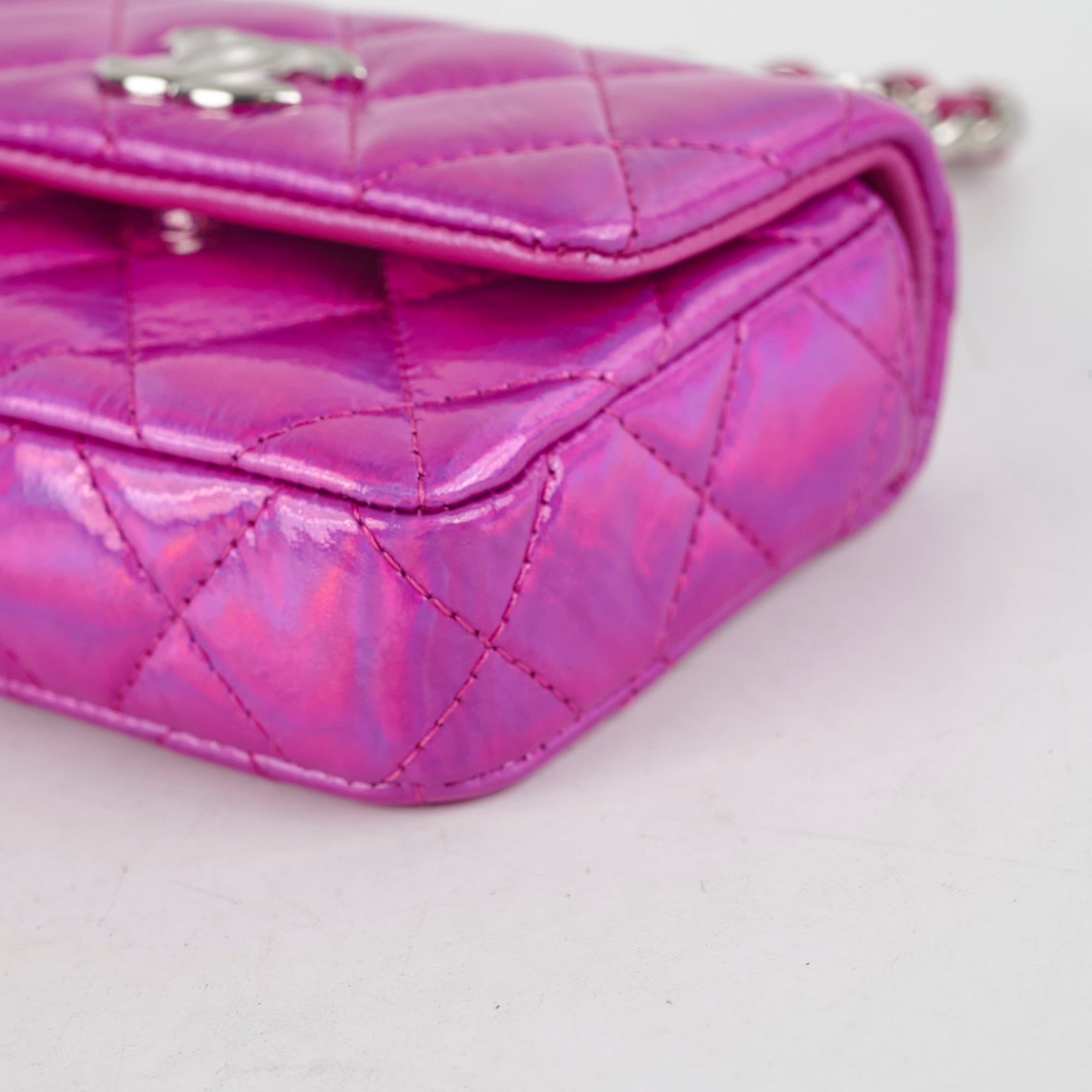 Chanel Neon Pink Leather Card Holder with Keychain - Stylish Wallet for Women, Perfect for Everyday Use & Travel Accessories