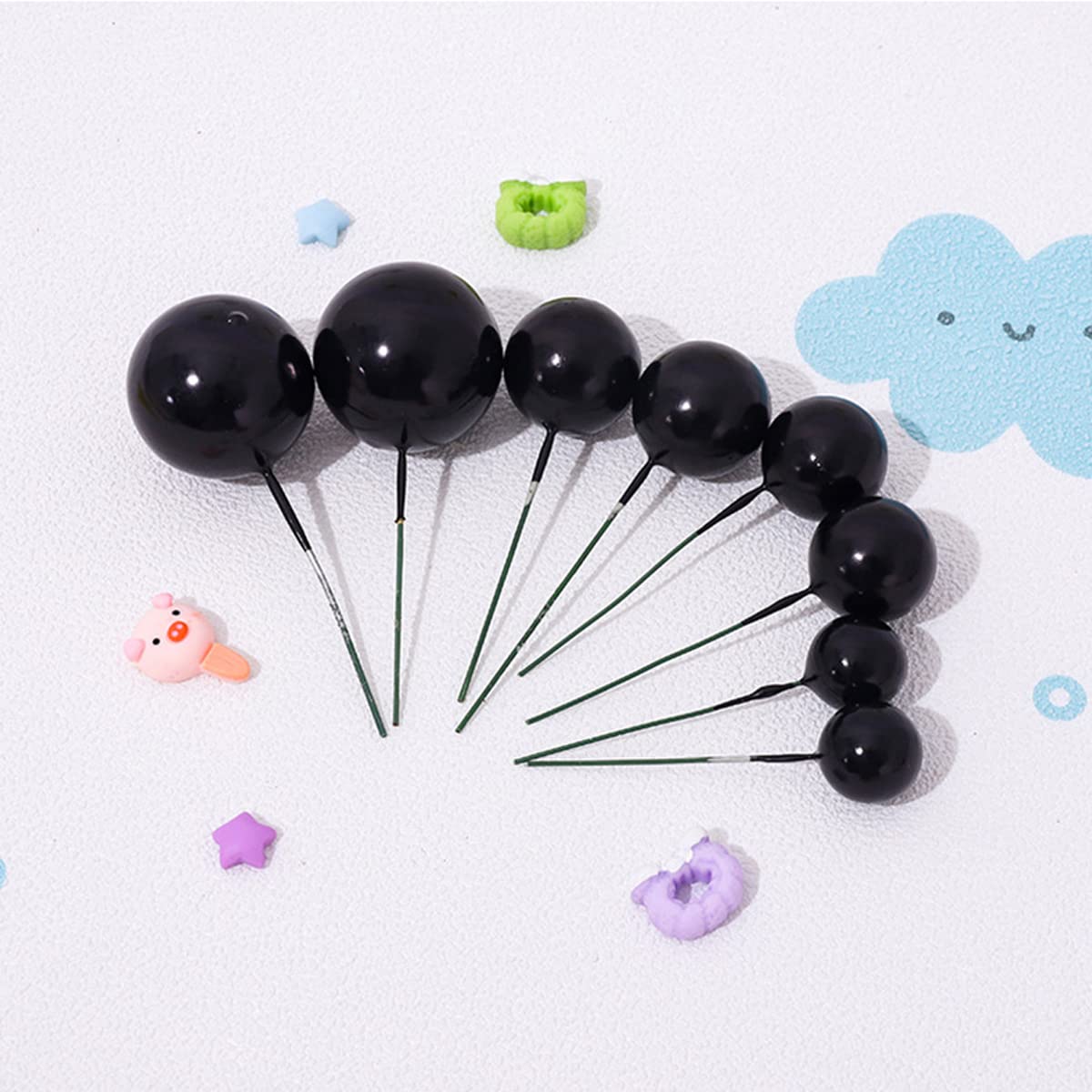 25 Pcs Pearl Foam Ball Cake Toppers - Ball Shaped Cake Insert Toppers for DIY Cupcake Decorations - Perfect for Birthday Parties, Christmas, Wedding, Anniversary & Baby Shower Cakes