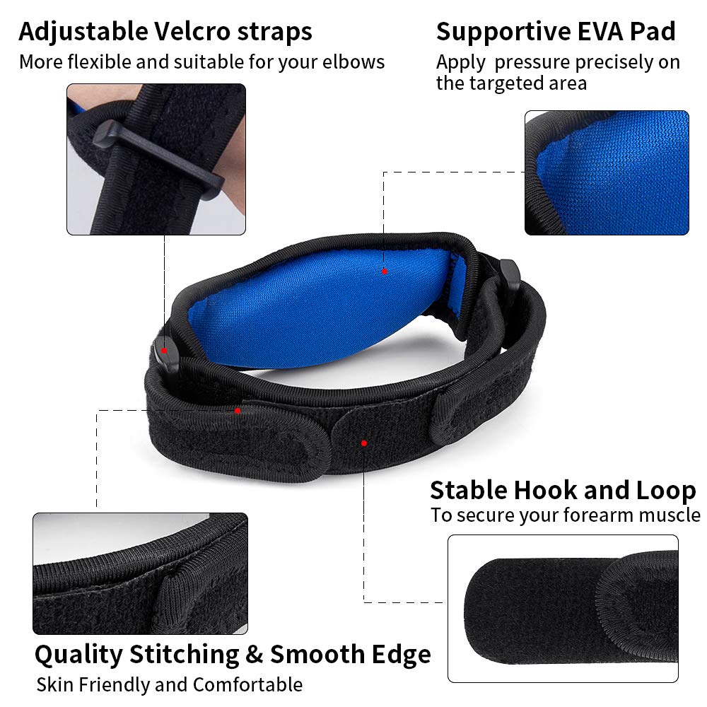 CAMBIVO Tennis Elbow Brace Set - 2Pcs Compression Elbow Sleeves & 1Pcs Adjustable Support Strap for Men & Women - Pain Relief for Tennis Elbow, Golfer's Elbow & Tendonitis - Perfect for Sports, Gym & Daily Activities (Black, Small)