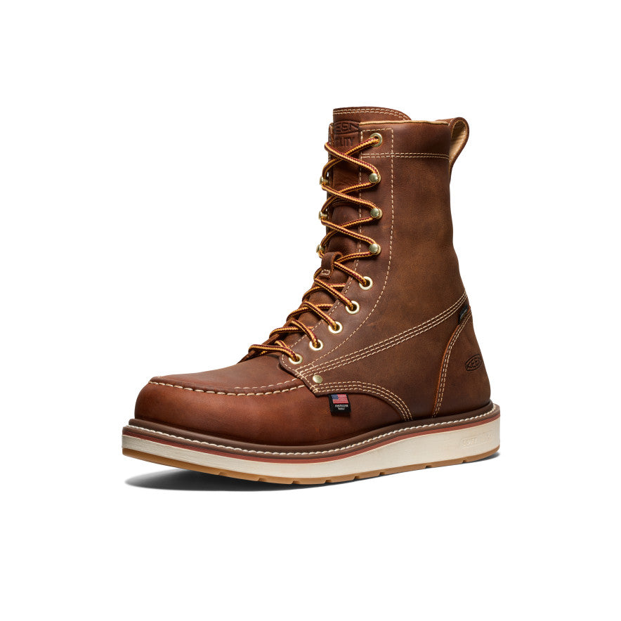 Men's Liberty 8 Waterproof Soft Toe Work Boots - Leather Brown/Gum Sole | Durable & Comfortable for Construction, Hiking & Outdoor Activities