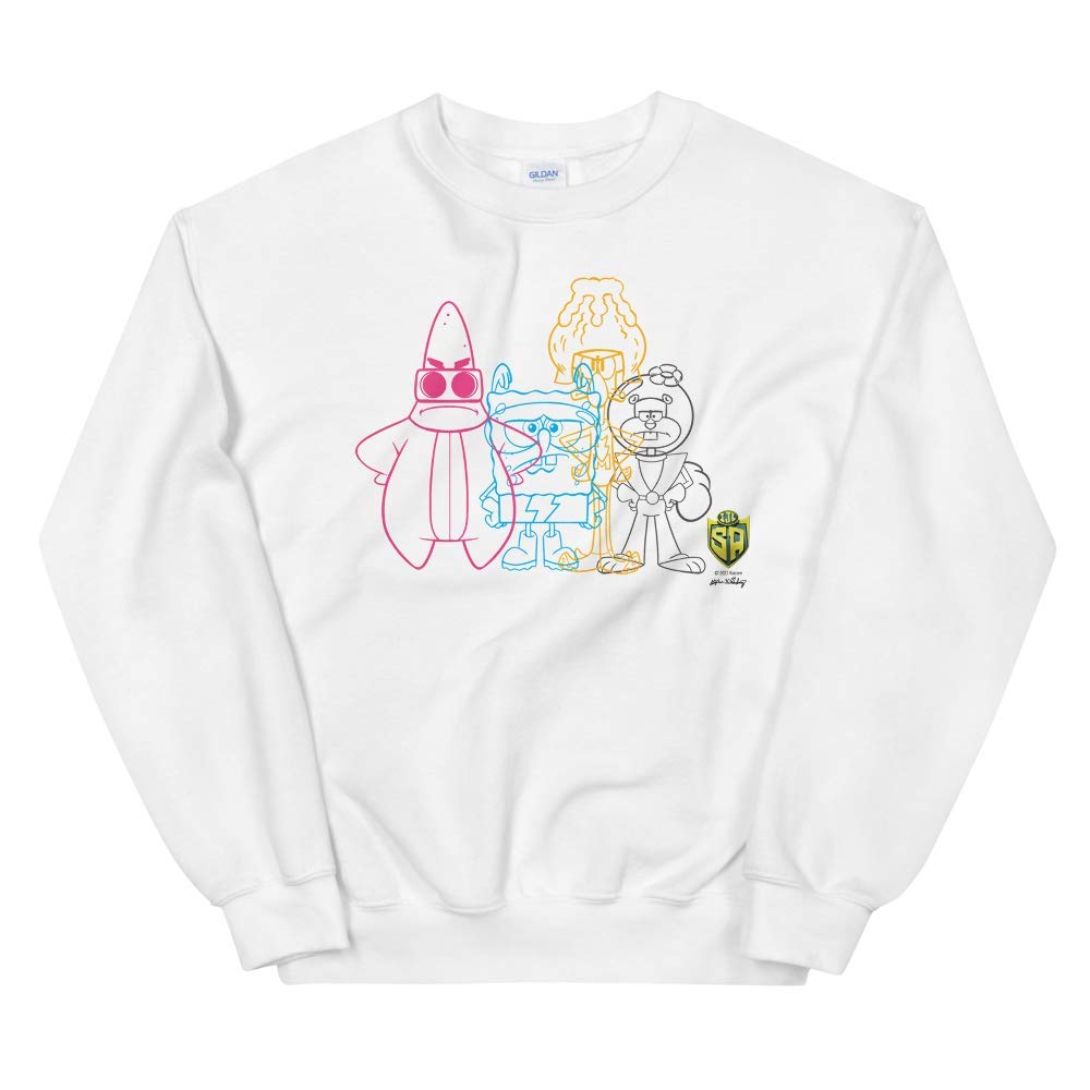 SpongeBob SquarePants Fleece Crewneck Sweatshirt - Soft Cartoon Character Pullover for Men & Women - Perfect for Casual Wear, Cosplay & Nickelodeon Fans