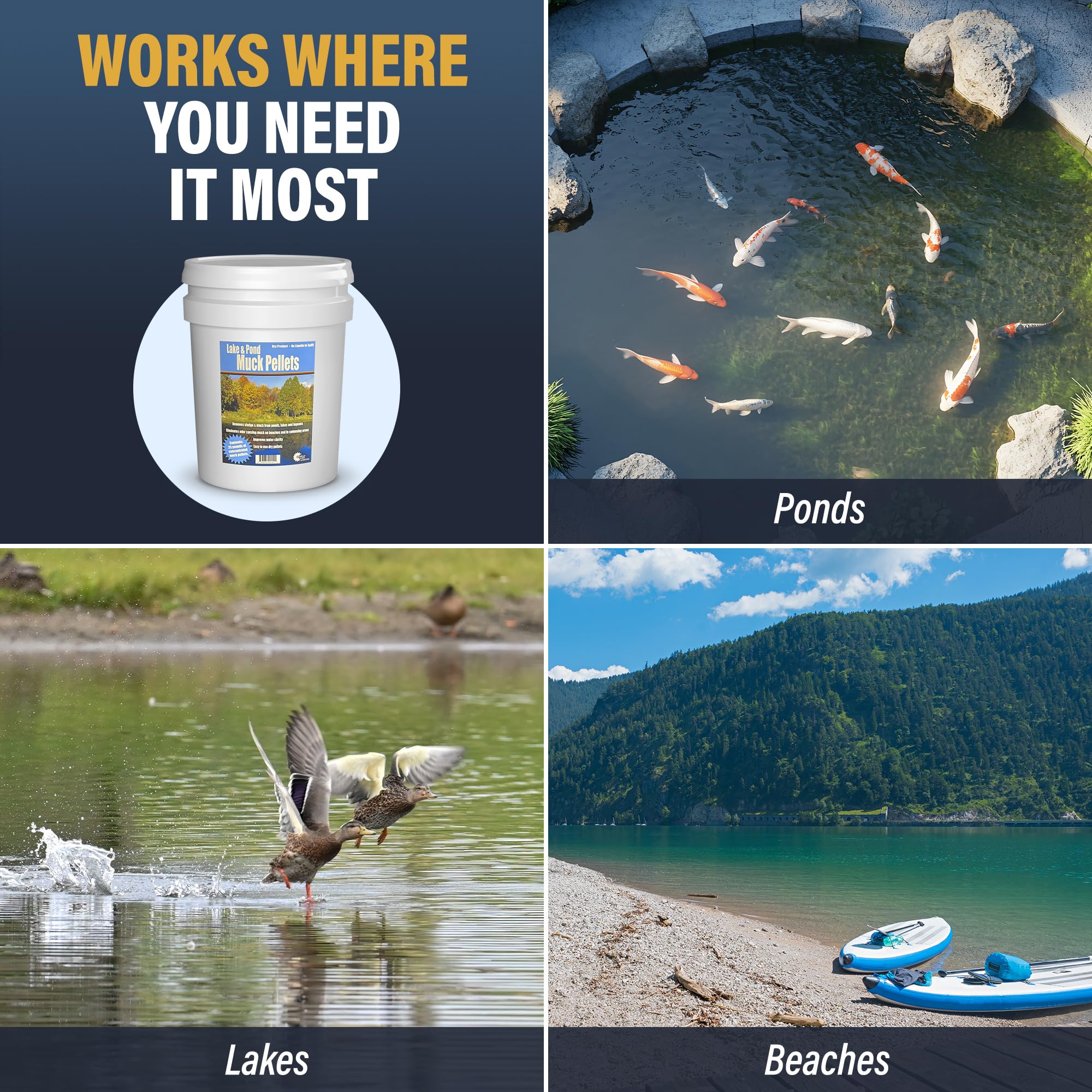 25lb Lake and Pond Muck Pellet Tablets - Fast Acting & Easy to Apply for Water Treatment | Perfect for Algae Control & Pond Maintenance