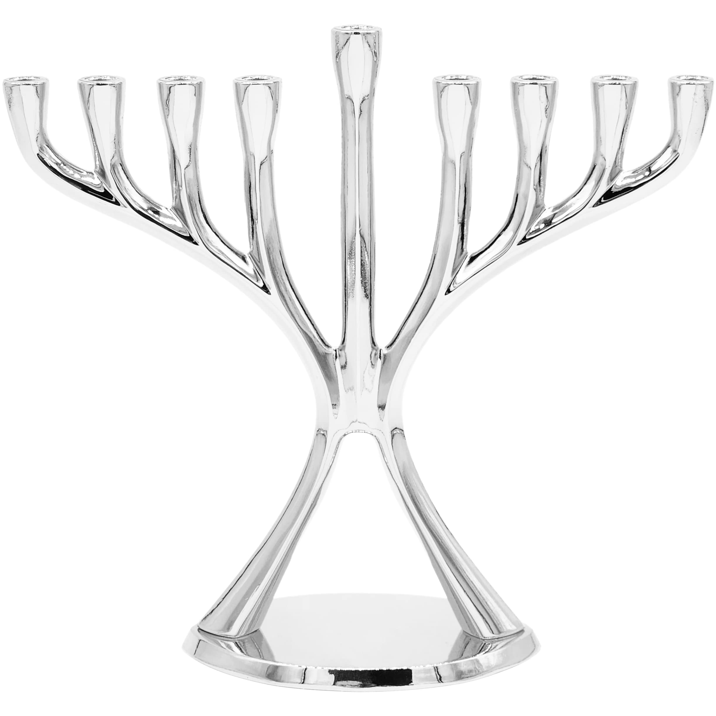 Contemporary Hanukkah Menorah - Polished Silver Non-Tarnishing Dreidel Menorah for Hanukkah Candles | Perfect for Jewish Holiday Decor & Home Celebration
