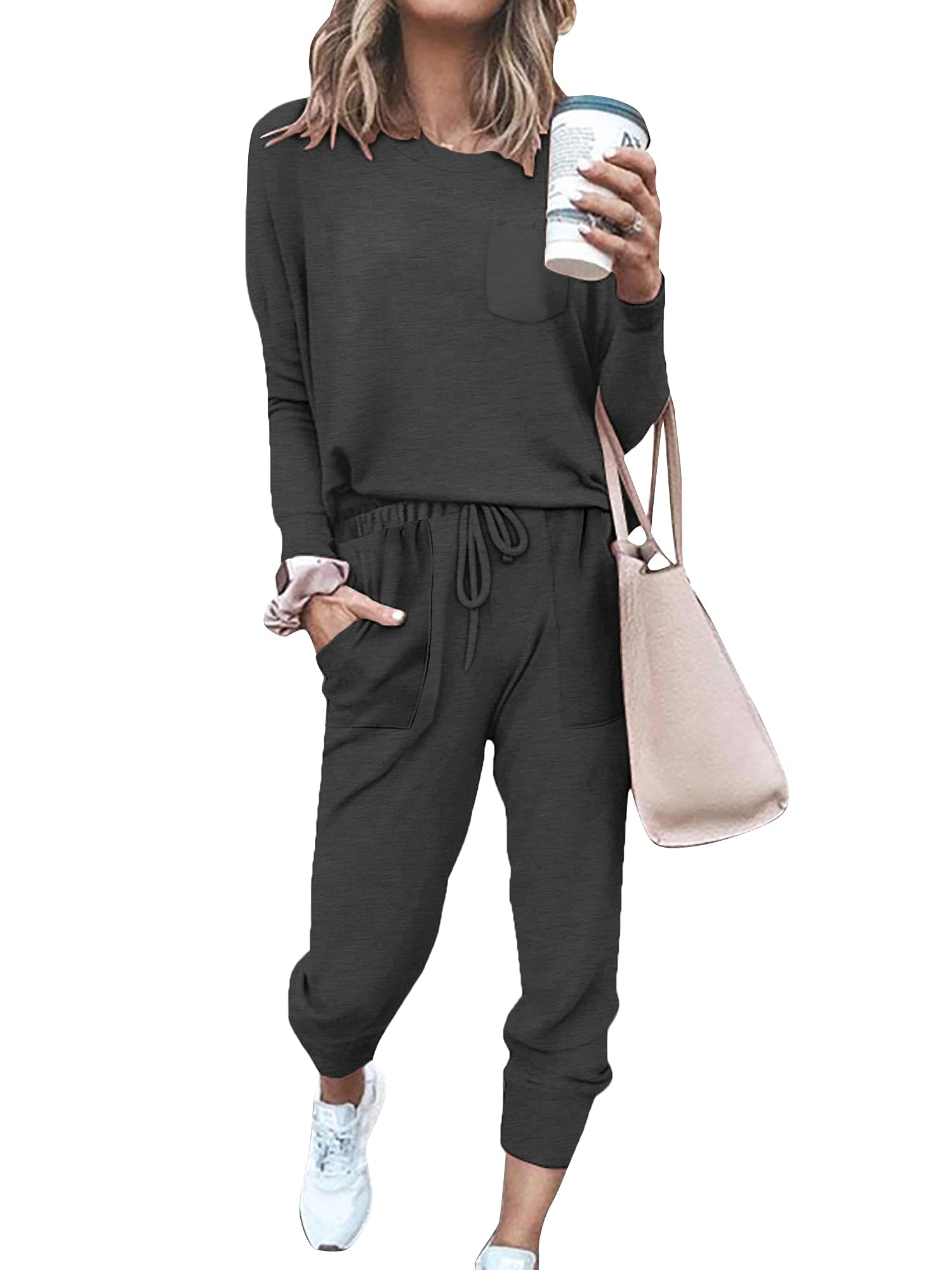 Bofell Women's 2-Piece Lounge Set - Trendy Sweatsuit & Travel Outfit | Soft Pajama Set for Home, Yoga & Vacation | 2024 Fashion Comfort Wear