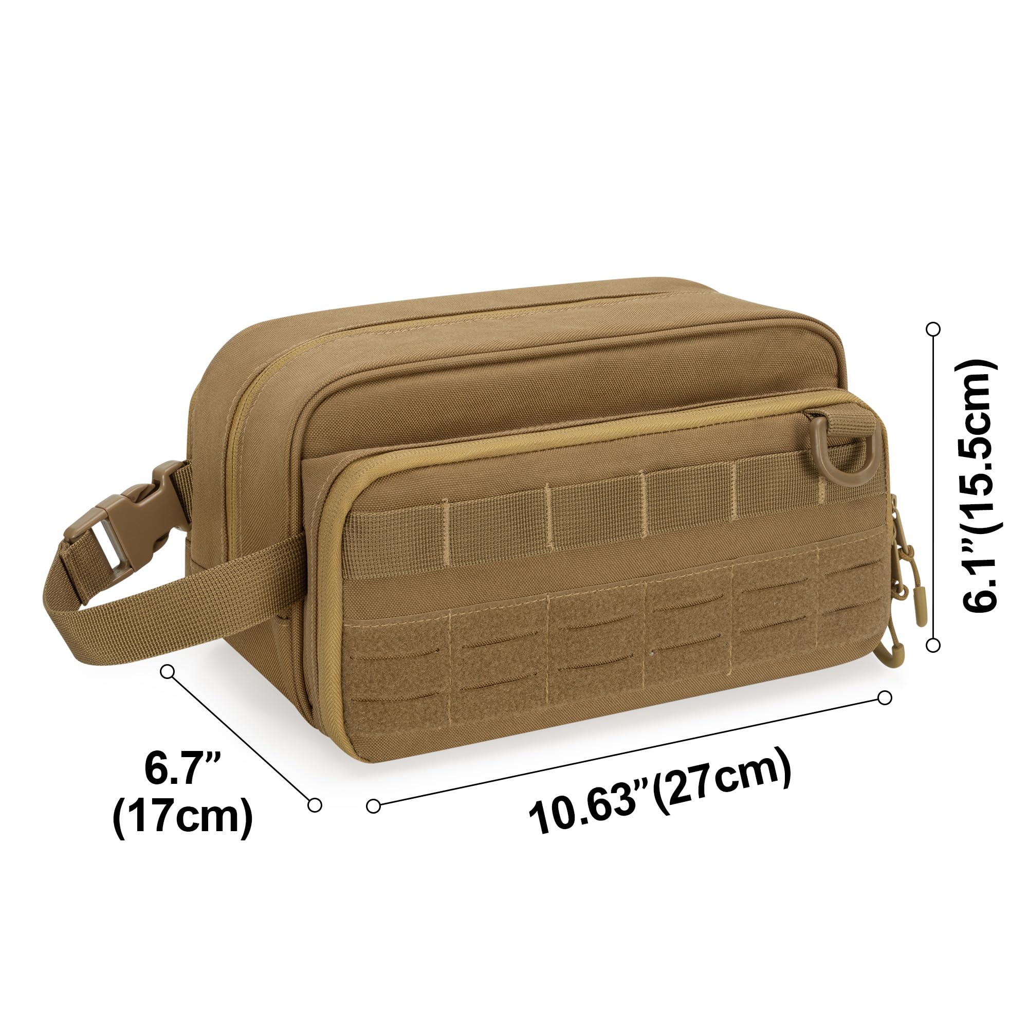 Tactical Toiletry Travel Bag for Men - Waterproof Dopp Kit & Shaving Organizer Case | Compact Grooming & Shower Essentials Storage | Durable Khaki Design (Empty Bag Only) - Perfect for Camping, Gym & Business Travel Accessories