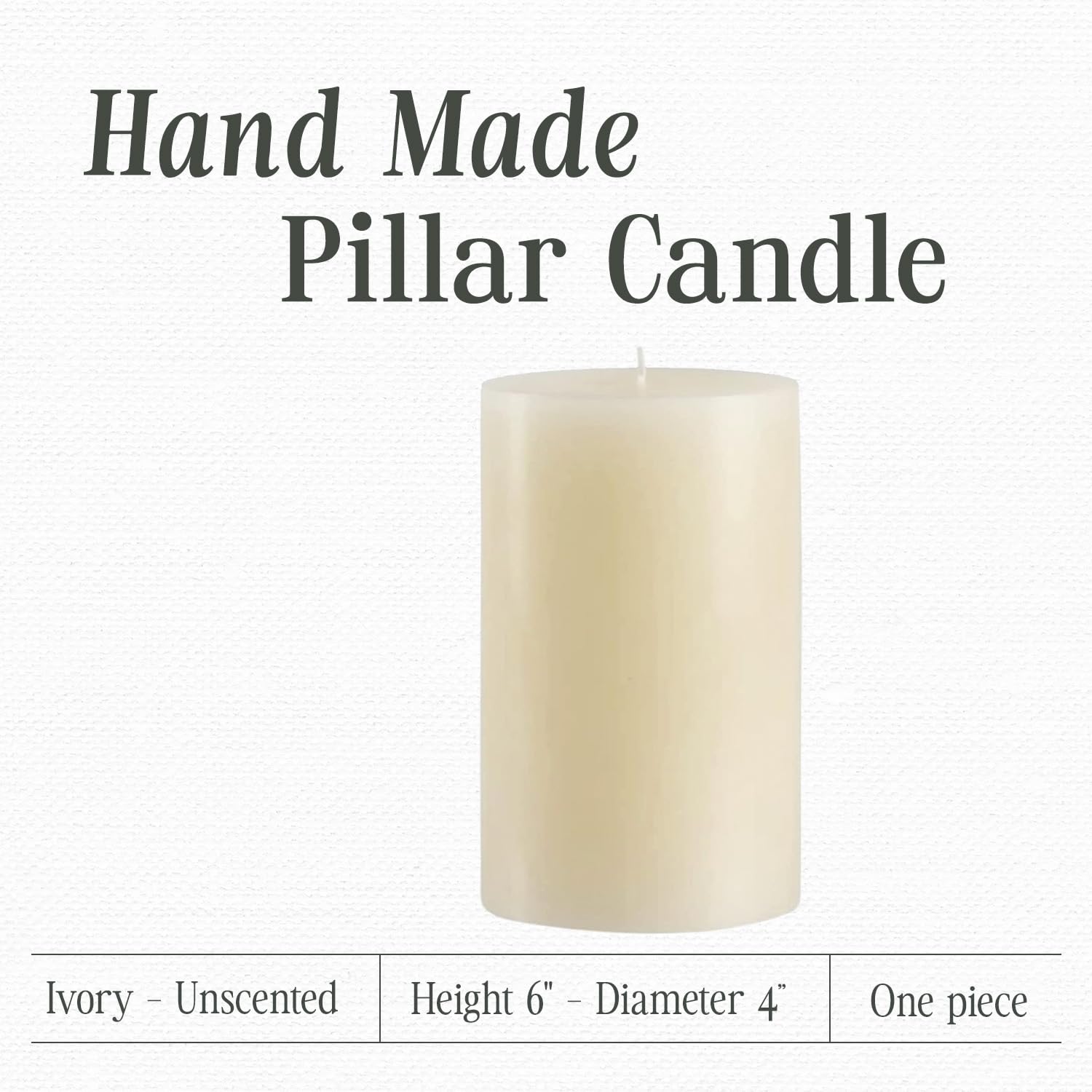 Premium Unscented Ivory Pillar Candle - 4x6 Inch Hand-Poured Luxury Wax for Home Decor | Smokeless, Dripless, 120-Hour Burn Time | Perfect for Weddings, Dinner Parties & Relaxing Ambiance